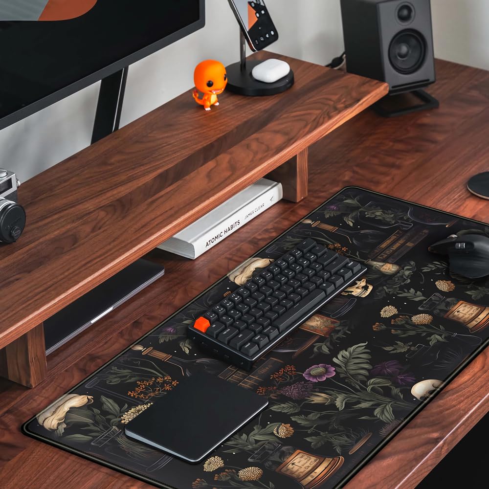 Vintage Aesthetic Desk Mat Black Academia Desk Mouse Pad XL Extended Large Gaming Desk Mousepad