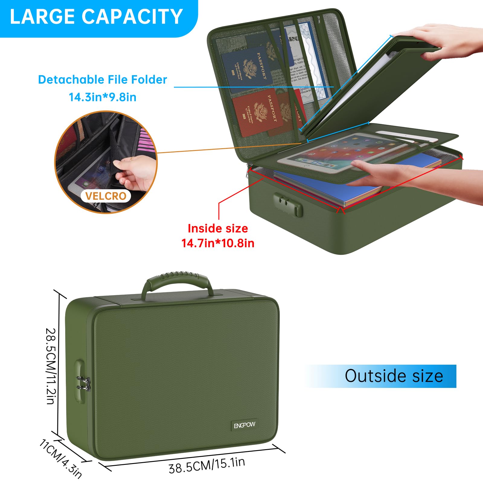 ENGPOW Fireproof Document Organizer Bag with Lock ＆ Accordion File Folder