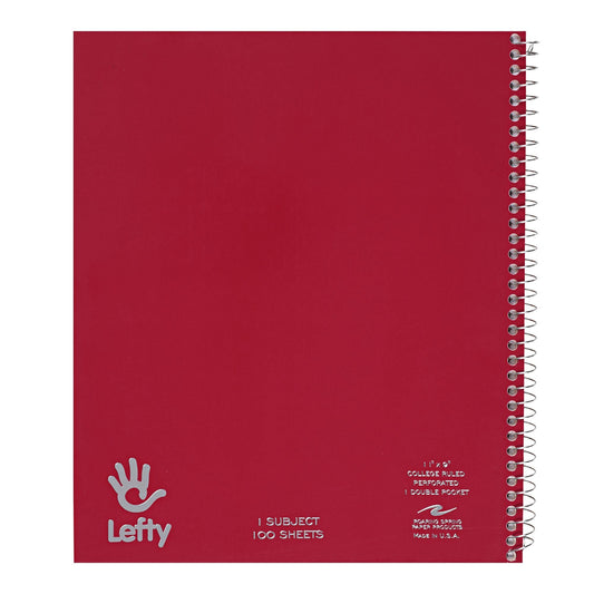 ROARING SPRING Lefty Spiral Notebook, Left-Handed One Subject Notebook, 11" x 9", 100 Sheets