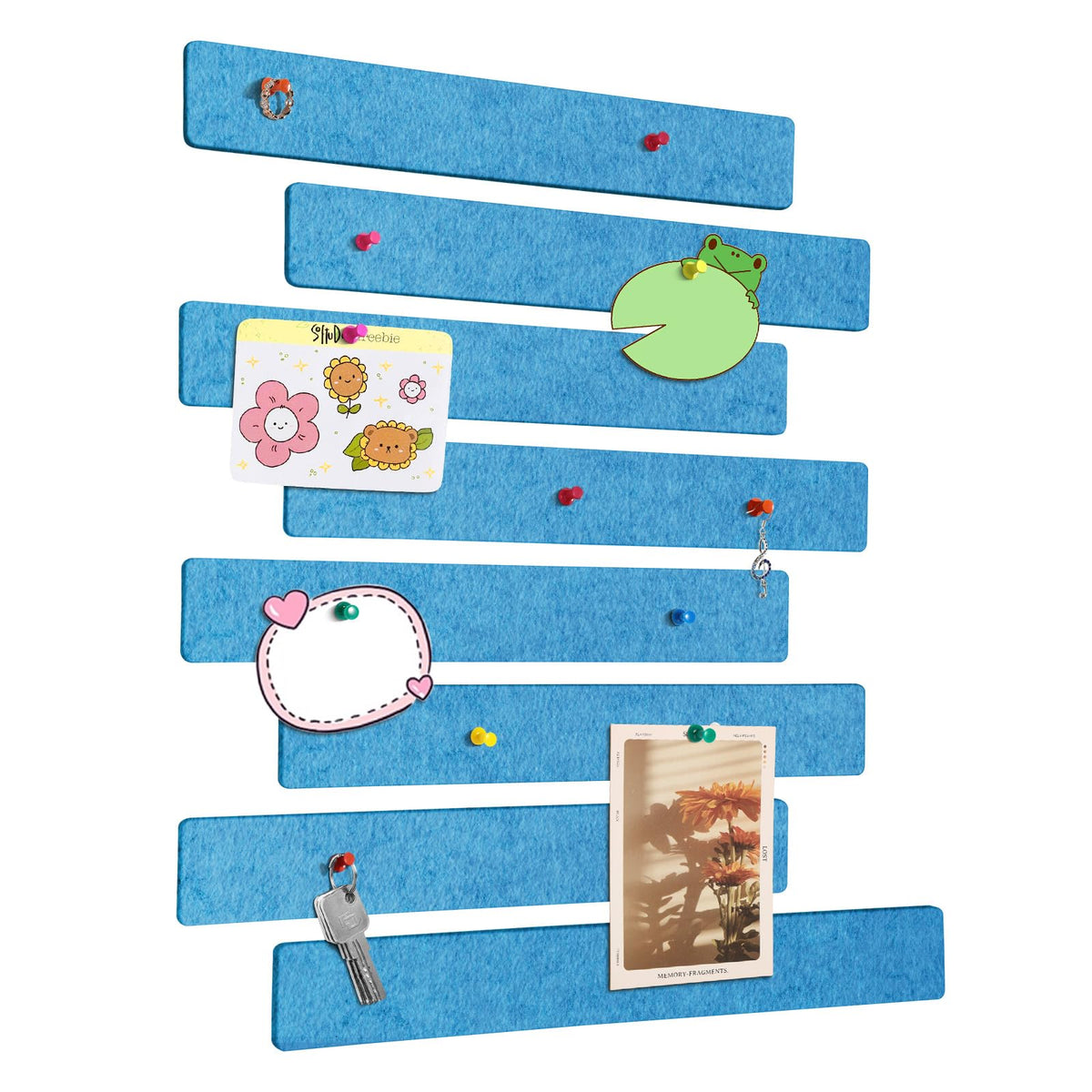 Cork Board for Walls - 8 Pack Felt Pin Board Bar Strips - Self-Adhesive Lightweight Bulletin Board