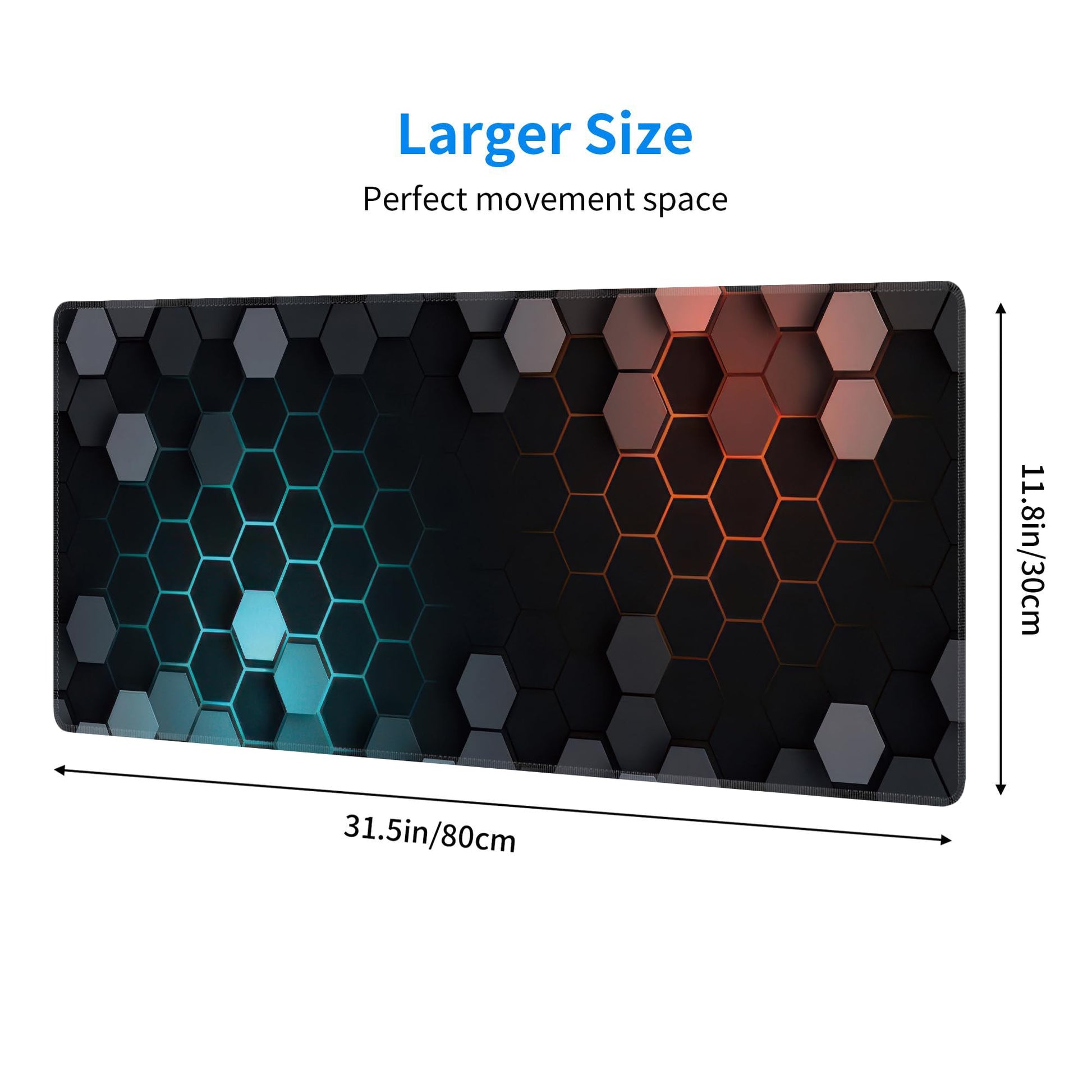 Hexagon Honeycomb Large Mouse Pad,Gaming Keyboard Desk Pad,Extended Mouse Mat Non-Slip Rubber Base