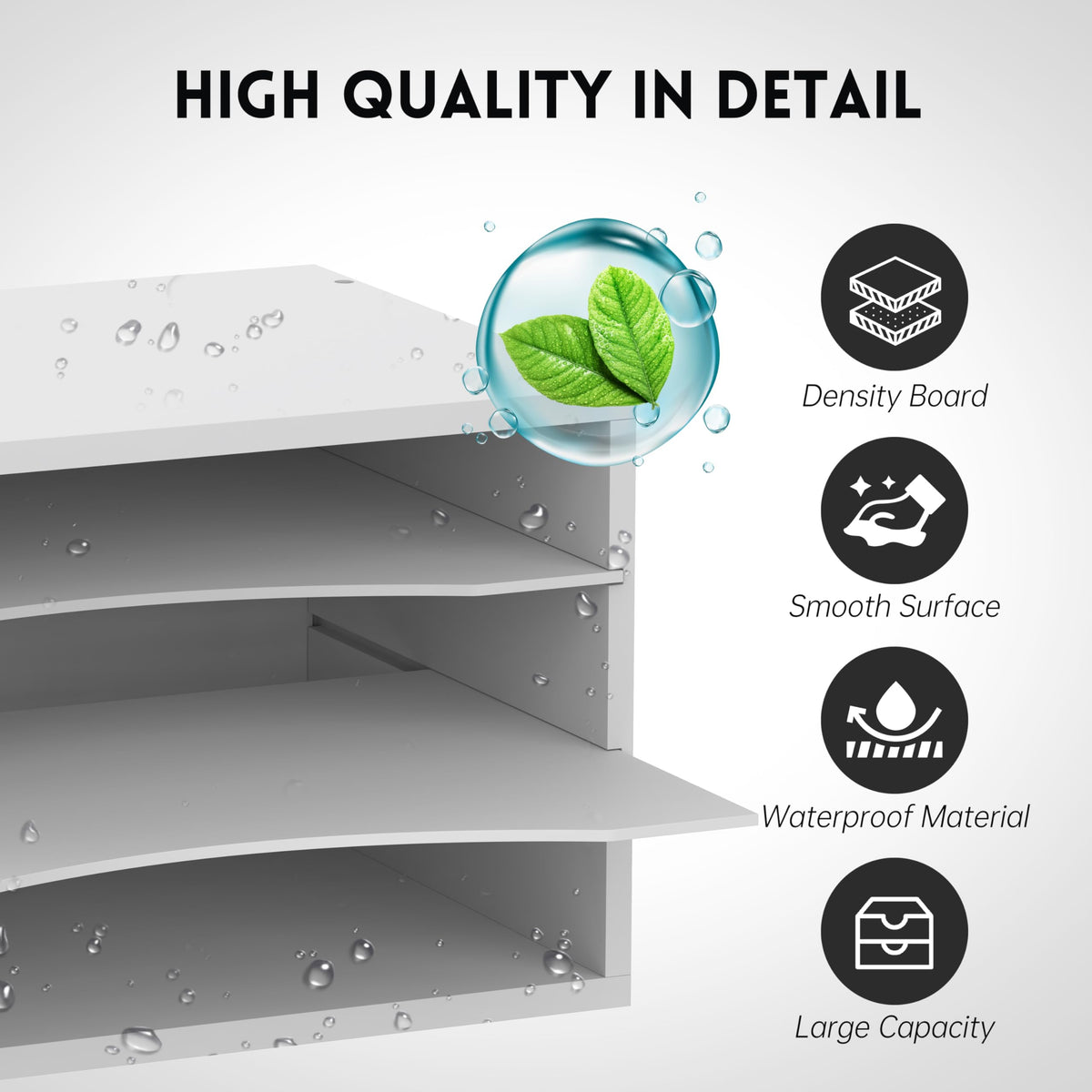 3 Tier Wood Desk Organizer, Mail Sorter and Paper Organizer for Desk, White