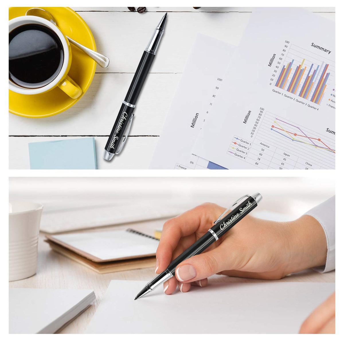 Amlion Personalized Pens Custom Engraved Pen with Name, Refillable Medium Refill, Personalized