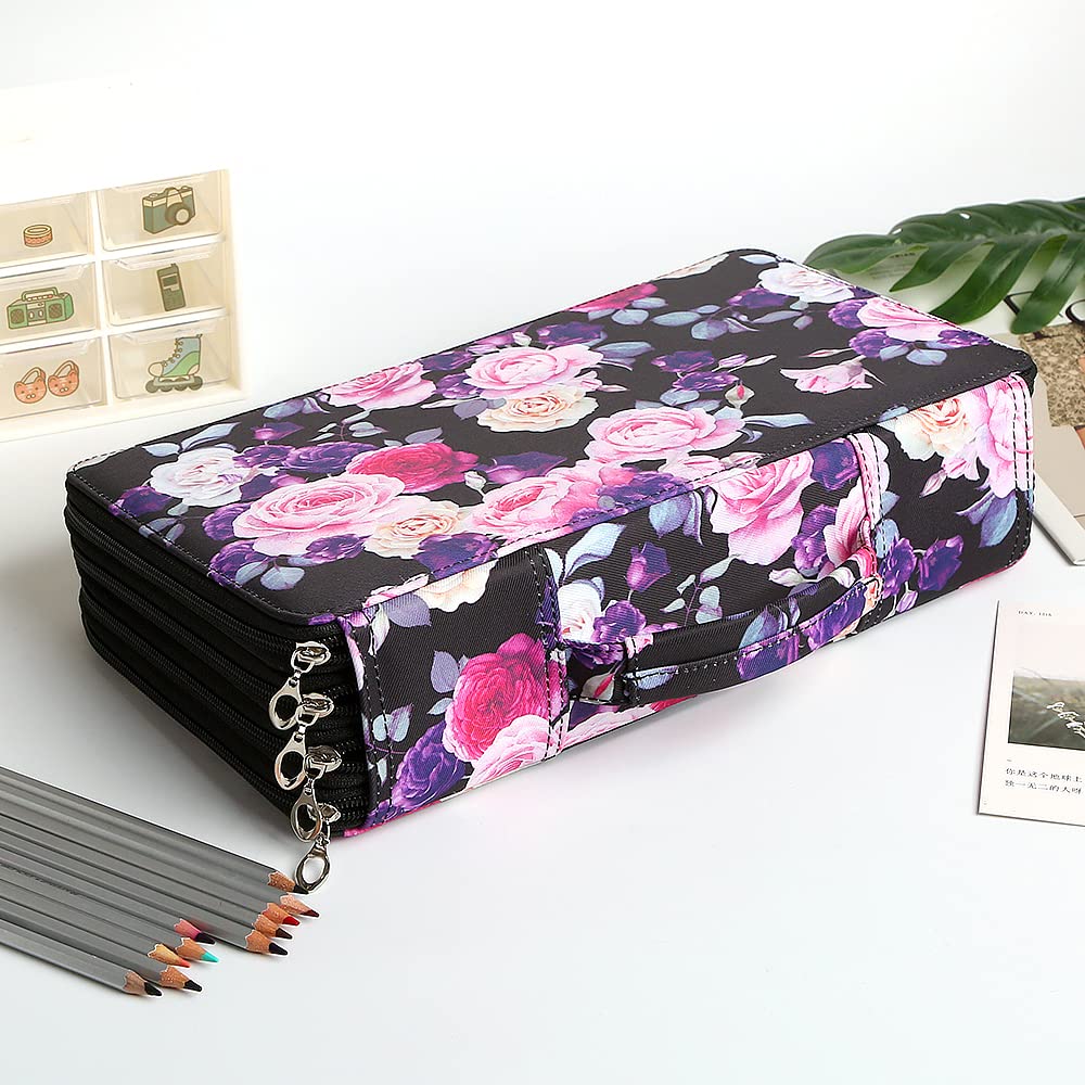 Lbxgap 300 Slots Pencil Case 4-Layer Zipped Holder w/Handle