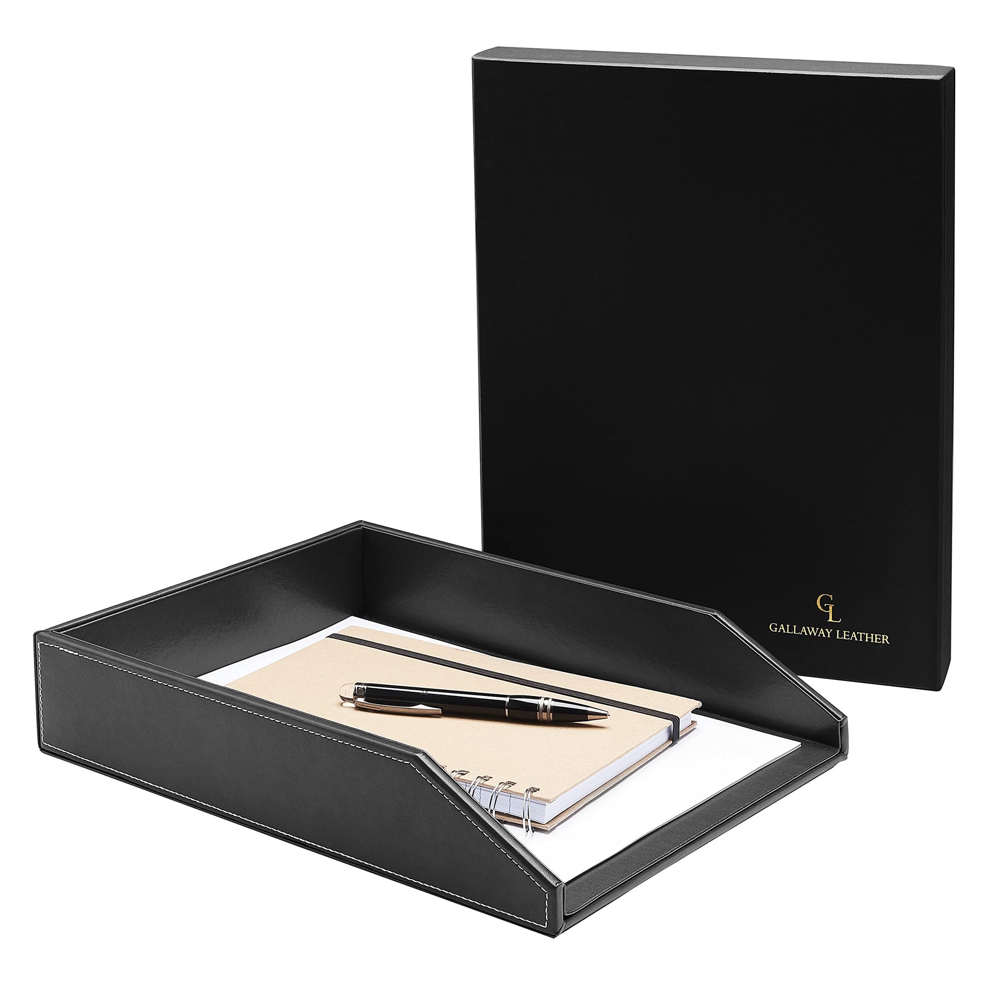 Gallaway Leather Letter Tray Organizer - PU Leather Desk Tray, Perfect for Office Organization