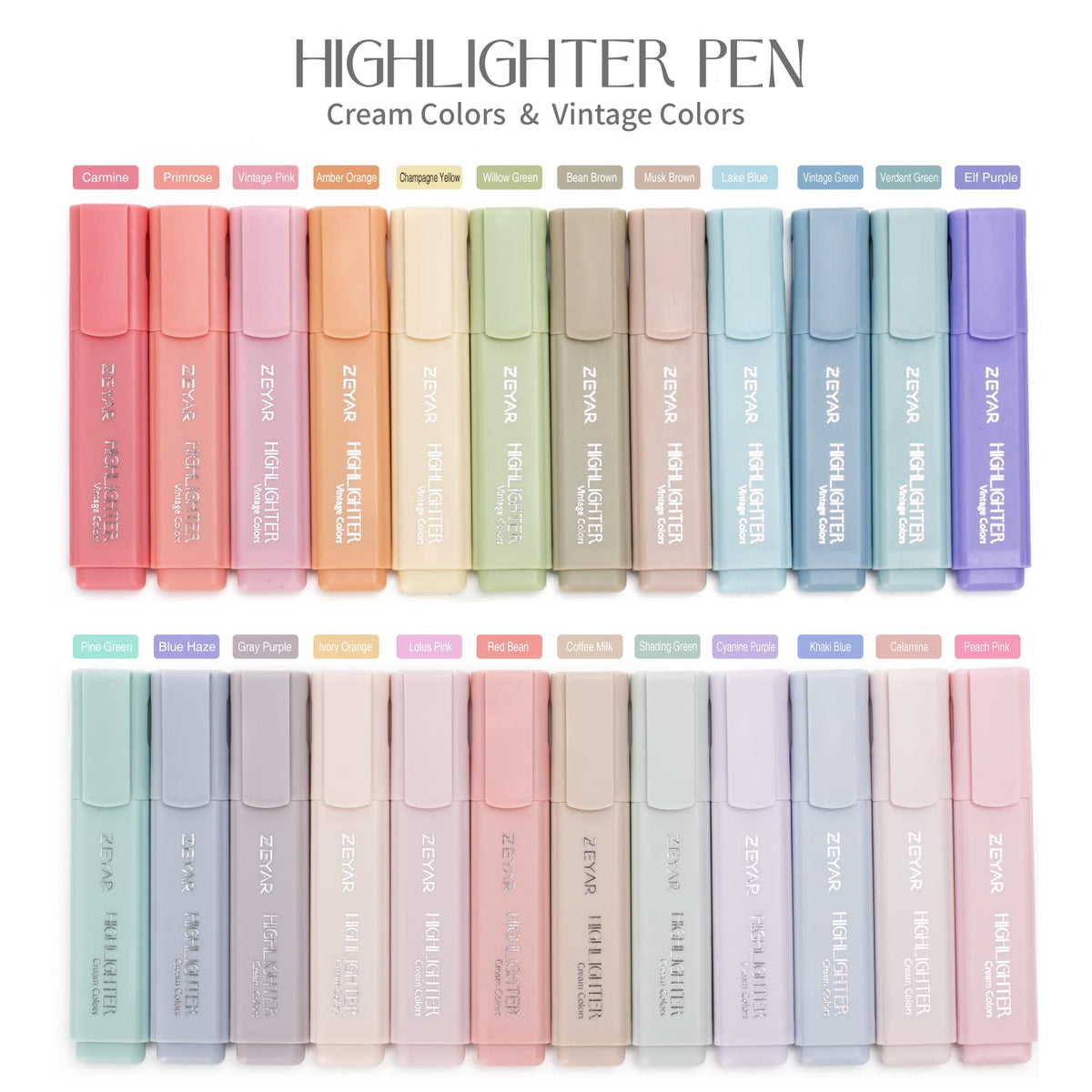 ZEYAR Highlighter Pen, Cream Colors Chisel Tip Markers, Water Based, Quick Dry, No Bleed, for Bible