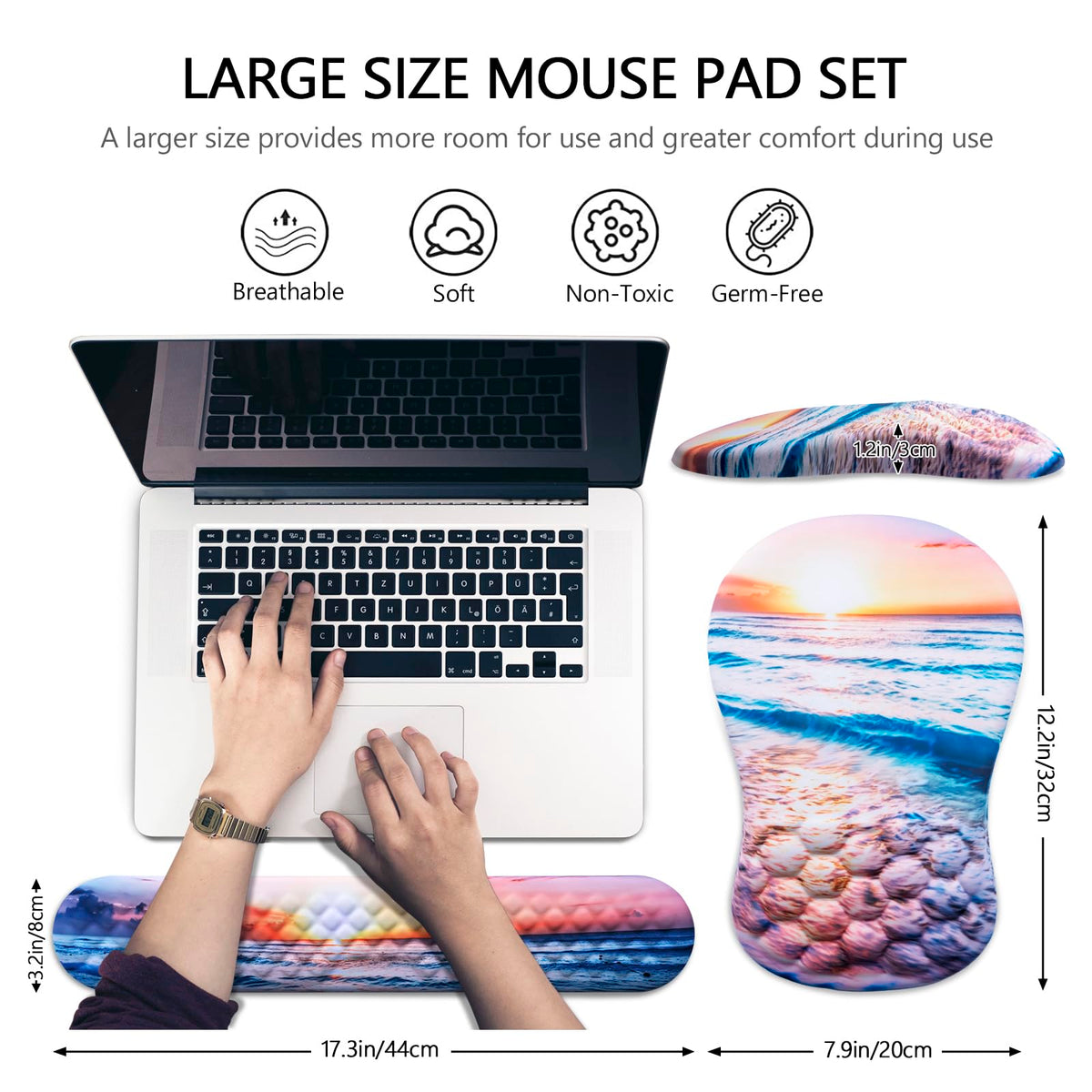 Laokiiy Ergonomic Mouse Pad with Wrist Support and Keyboard Wrist Rest Set