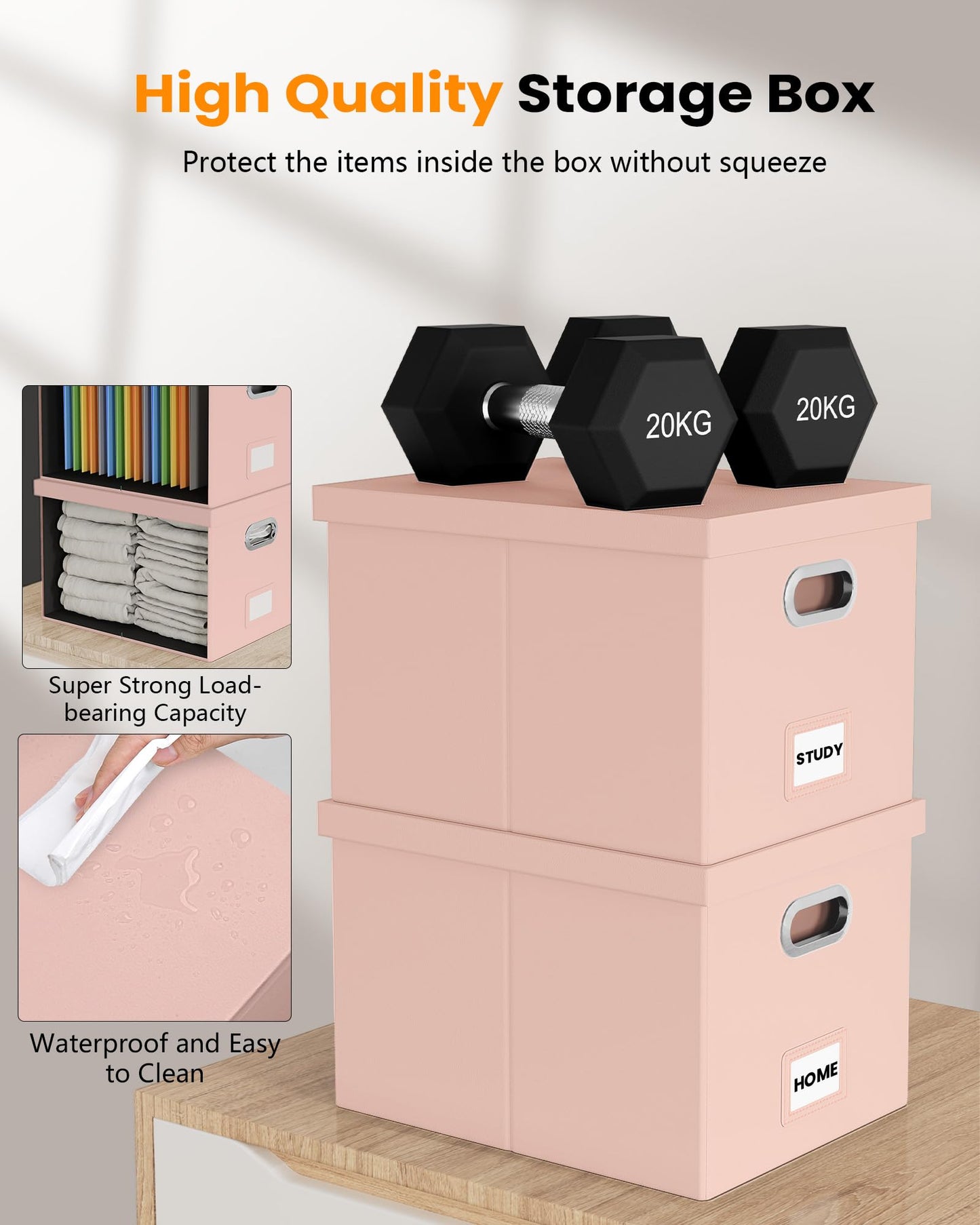 Oterri File Organizer Box with Lid, Portable Hanging File Box for Letter/Legal Files