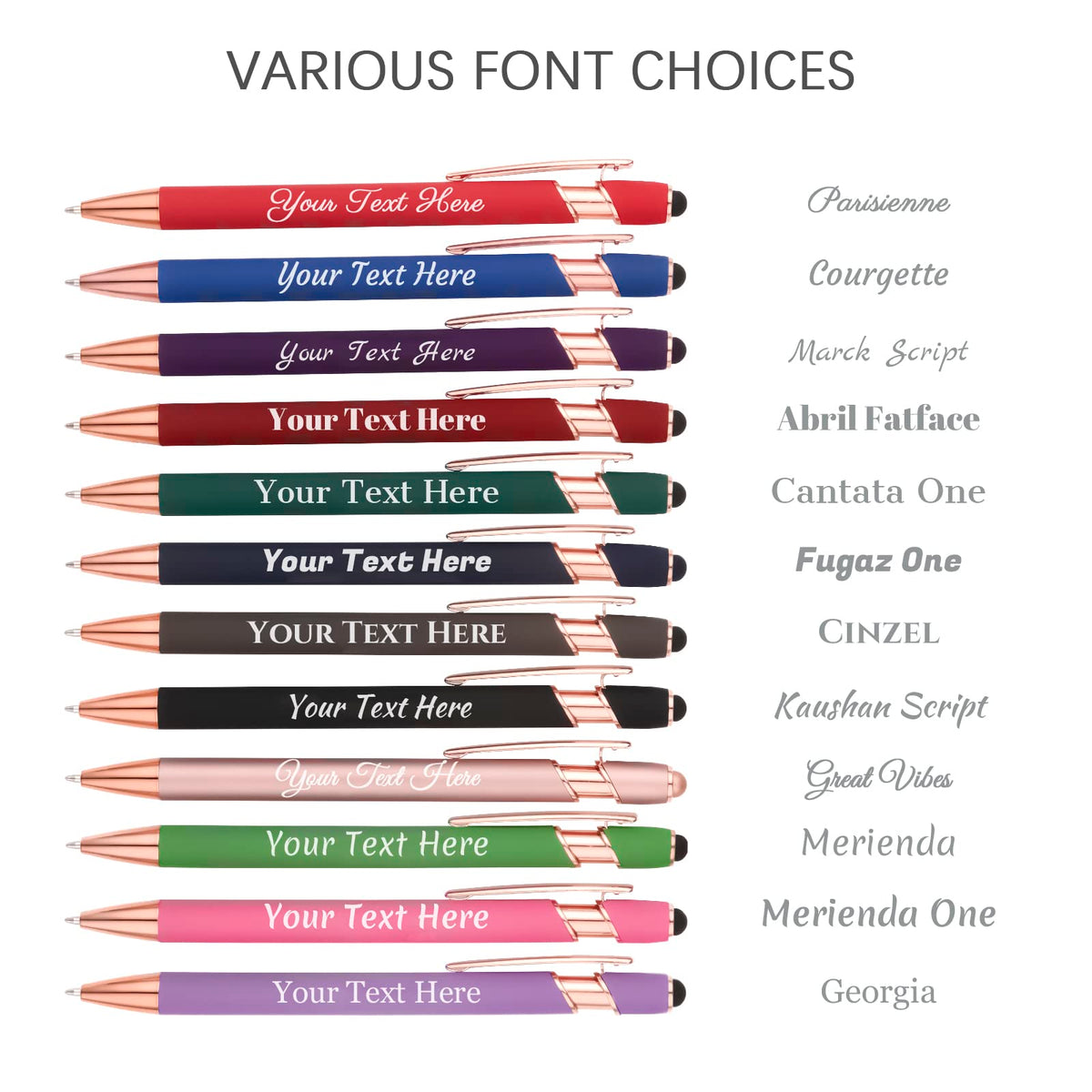 NGTSFLY 12 pcs Personalized Pens with Name or Logo Black Ink Custom Ballpoint Pen with Free