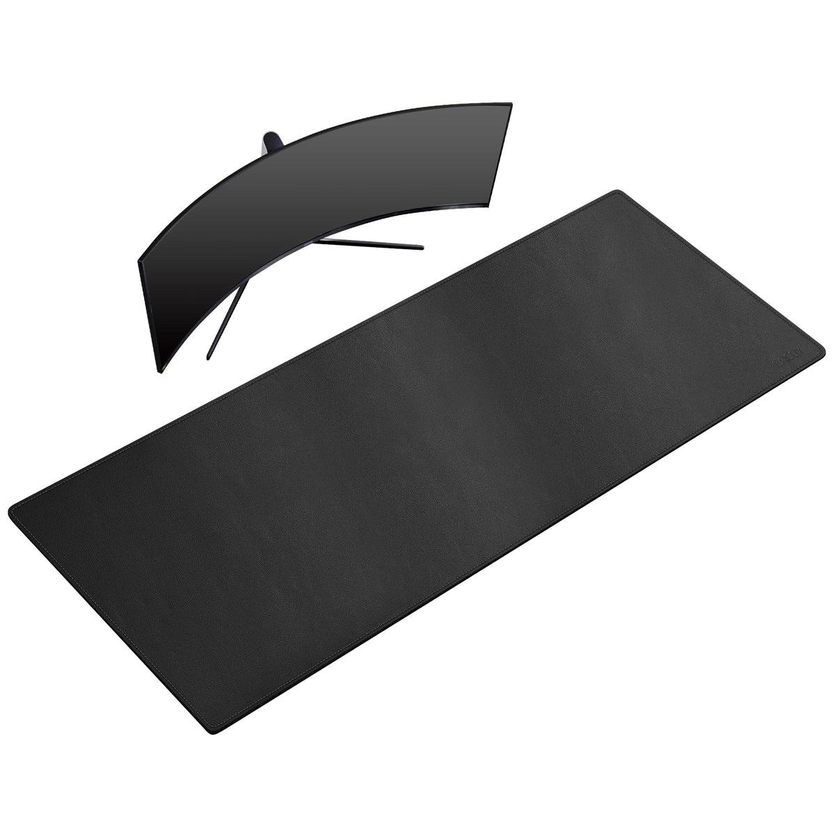 Cacoy 59"x27.5" Leather Desk Mat, Waterproof Office Desk Pad Blotter, Black