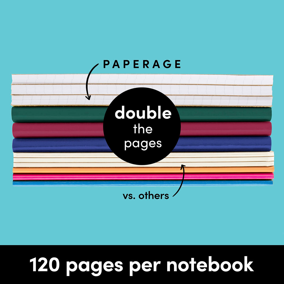 PAPERAGE 12-Pack Composition Notebook Journals, 120 Pages, Kraft Cover with Jewel Tone Spines