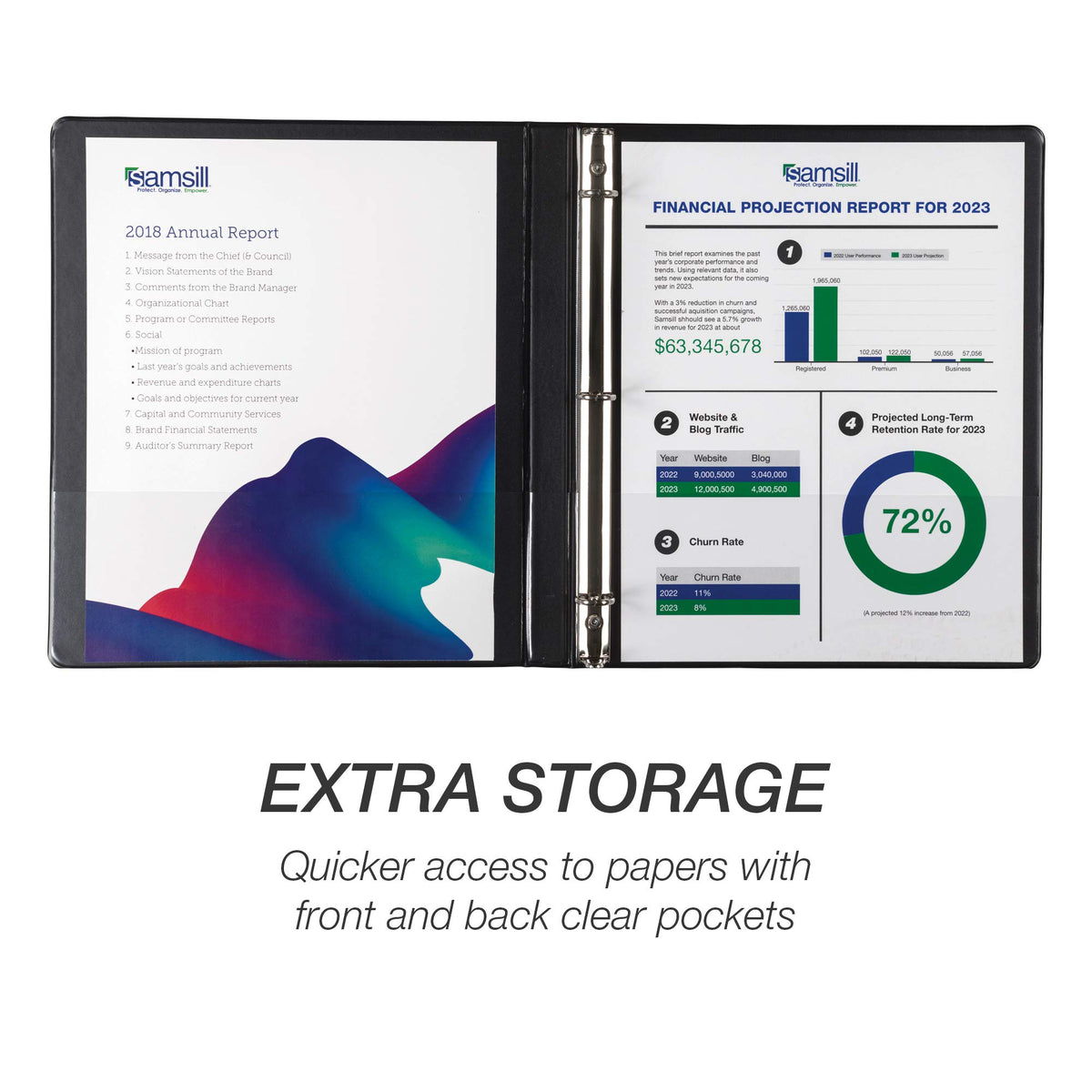 Samsill 8 Pack Durable 0.5 Inch 3 Ring Binders, Round Ring, Clear View Cover for Presentations