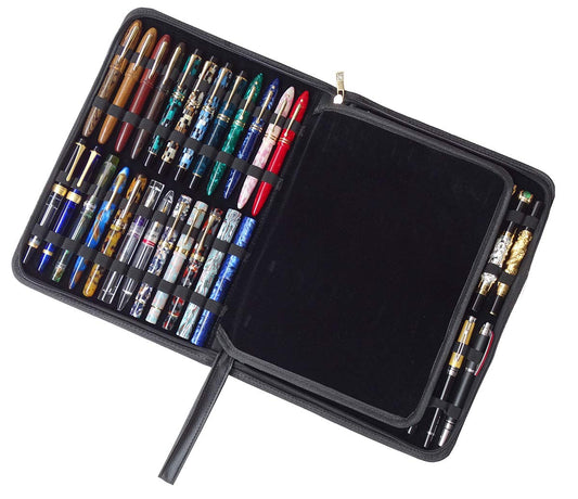 erofa 48 Fountain Pen Case PU Leather, Rollerball Pen Display Holder Bag, Pouch Large Capacity for