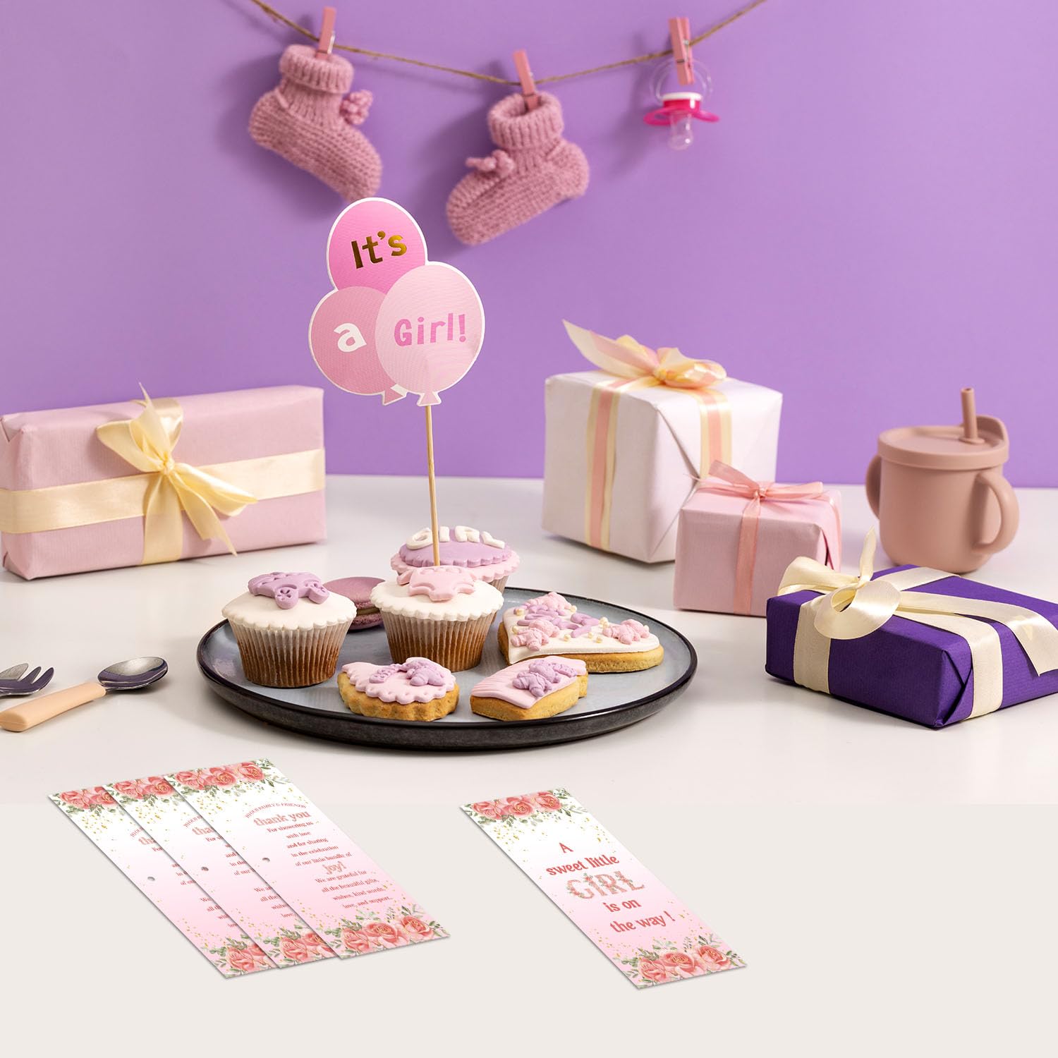 Toerifer 30 Pcs Floral Baby Shower Gifts, Gender Reveal Favors for 30 Guest, Baby Shower Sets