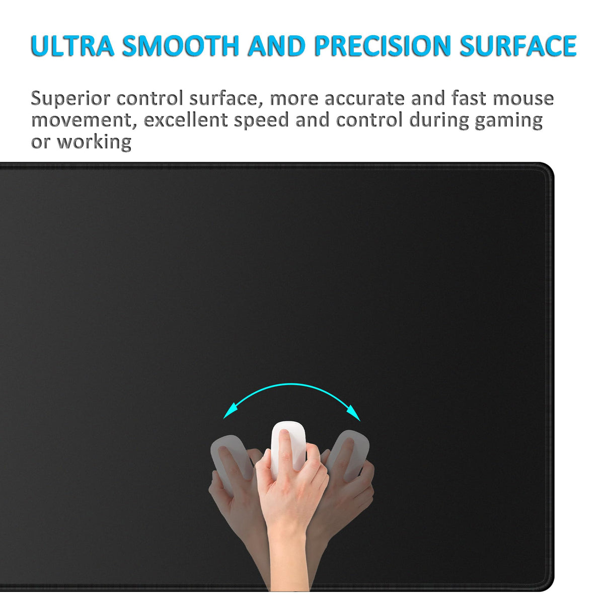 LL-COEUR XXL Black Mouse Pad Gaming Keyboard Mat Laptop Office Desk Mat (43.3" x 23.6" x 0.12")