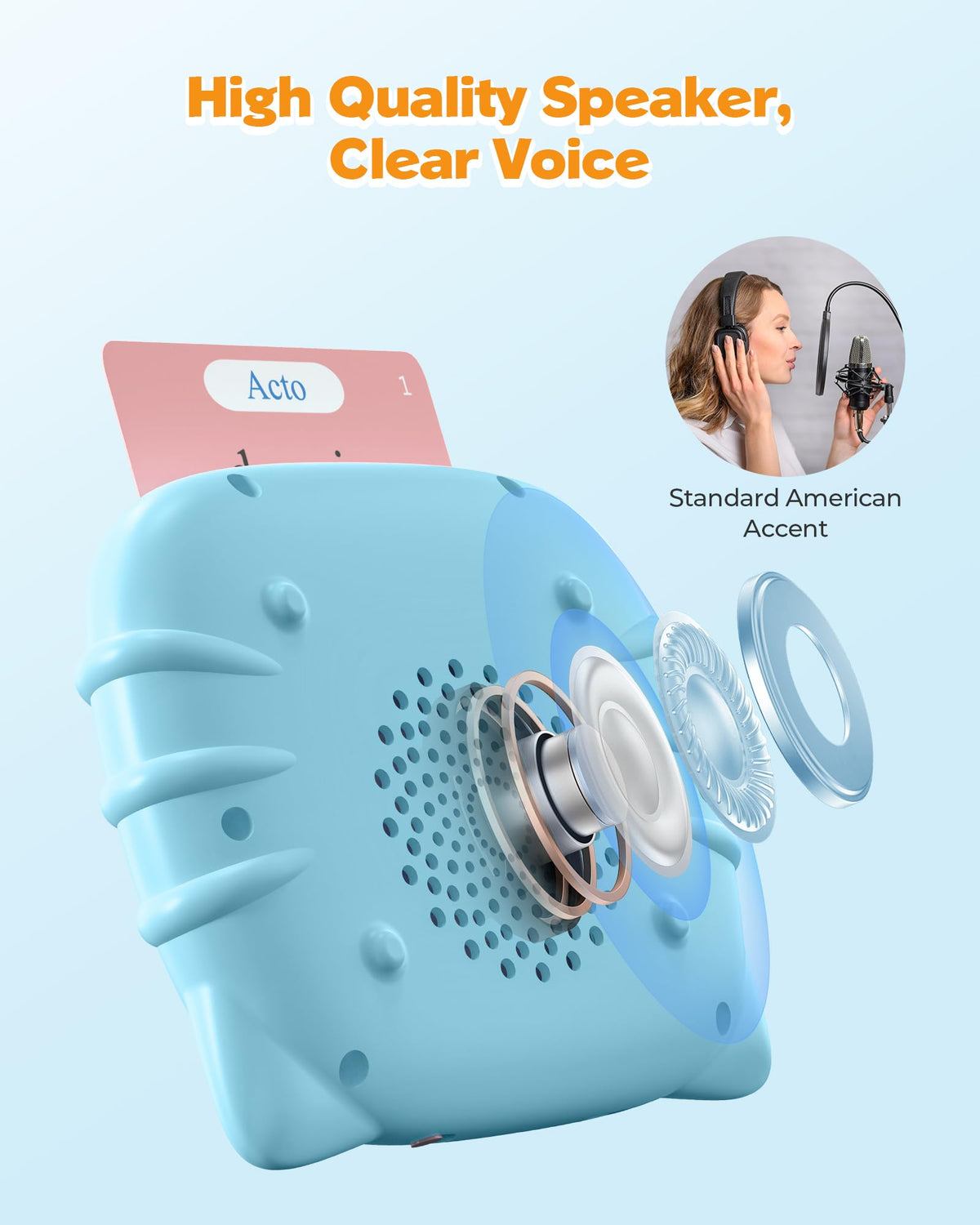 Airbition Bilingual Talking Flash Cards, 510 Words Spanish and English Blue