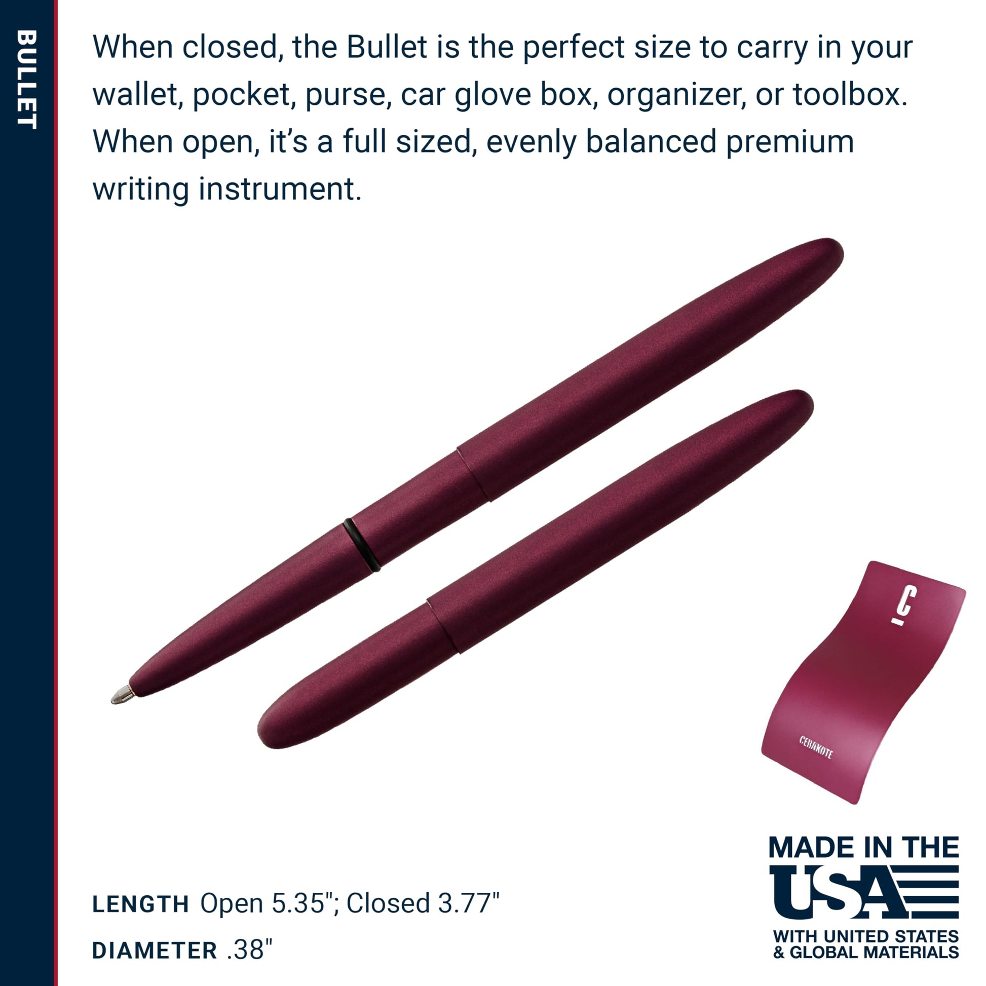 Fisher Space Pen Black Cherry Cerakote Finish Pressurized Ballpoint Pen