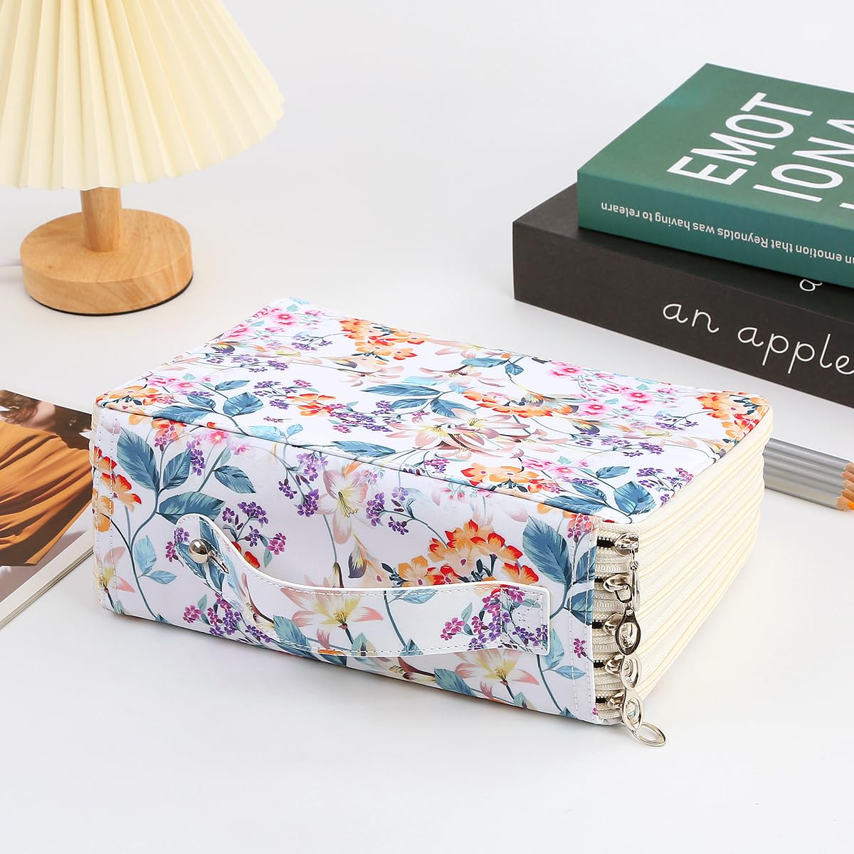 Lbxgap 250 Slots Pencil Case 5-Layer Zipped Holder w/Handle