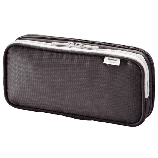 LIHIT LAB Double Pen Case, Large, 4.1 x 8.7, Black (A7661-24) (A-7661-24)