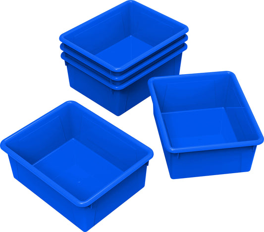 Storex Letter Size Deep Storage Tray – Organizer Bin for Classroom, Office and Home, Blue, 5-Pack