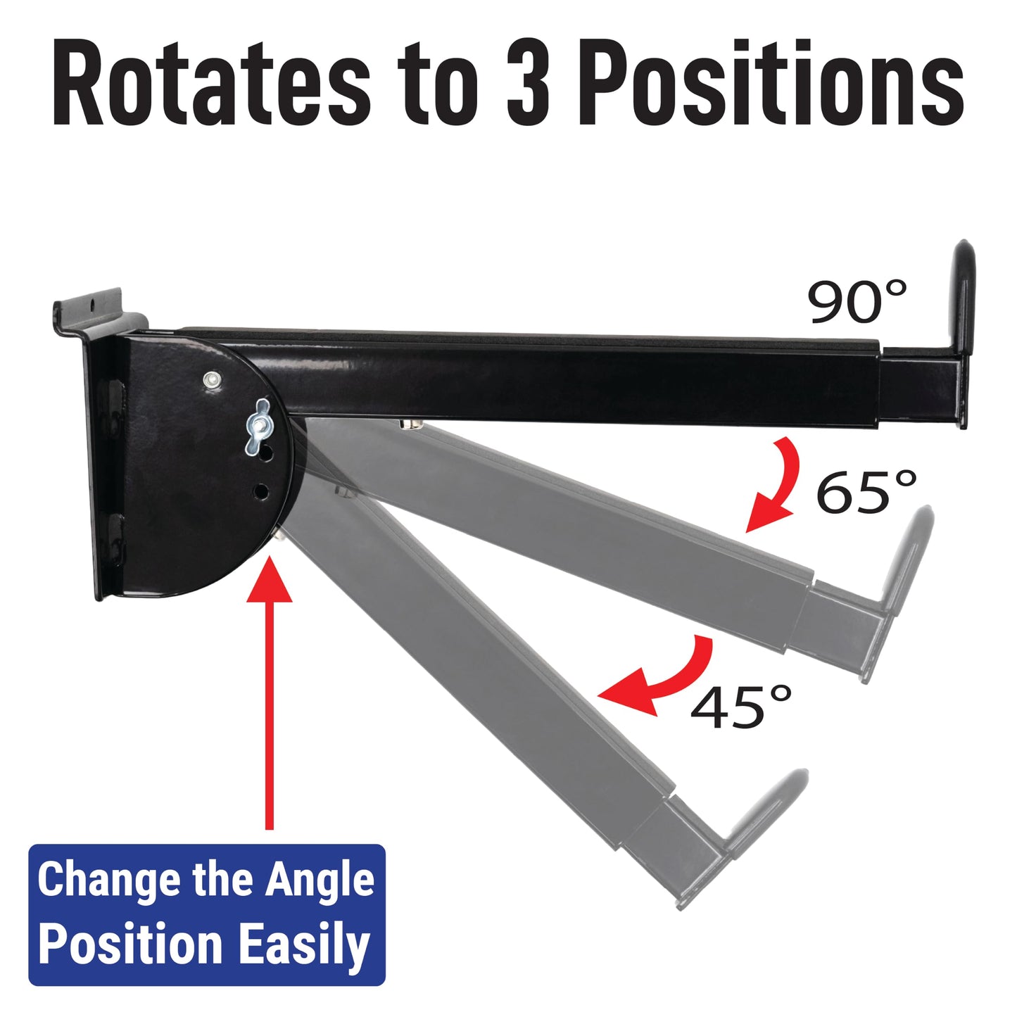 Slatwall Keyboard Arms (1-PAIR) Telescoping 12" - 18" / 3 Adjustable Angles