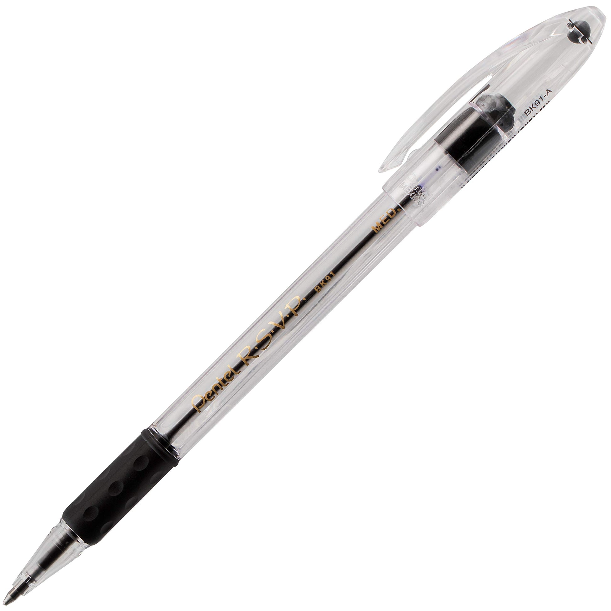 Pentel RSVP Ballpoint Pen, (1.0mm) Med Line, Black Ink, 72pk Canister (BK91PC72A)