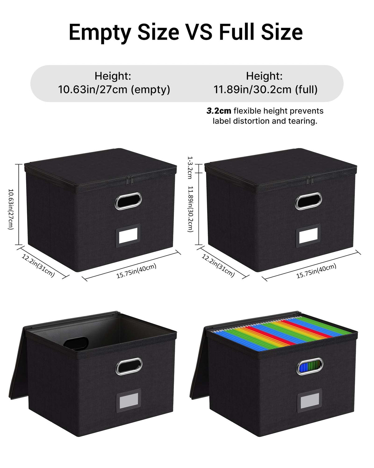 Oterri File Box Large 2-Pack Hanging Organizer for Letter/Legal-Size Folder