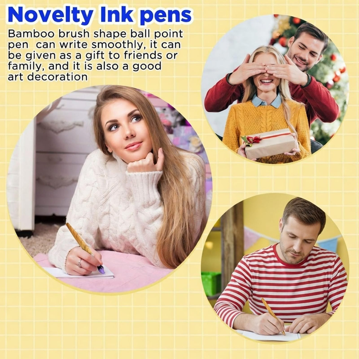 Thenshop 20 Pcs Retractable Paintbrush Pen Bamboo Brush Shape Ballpoint Pen