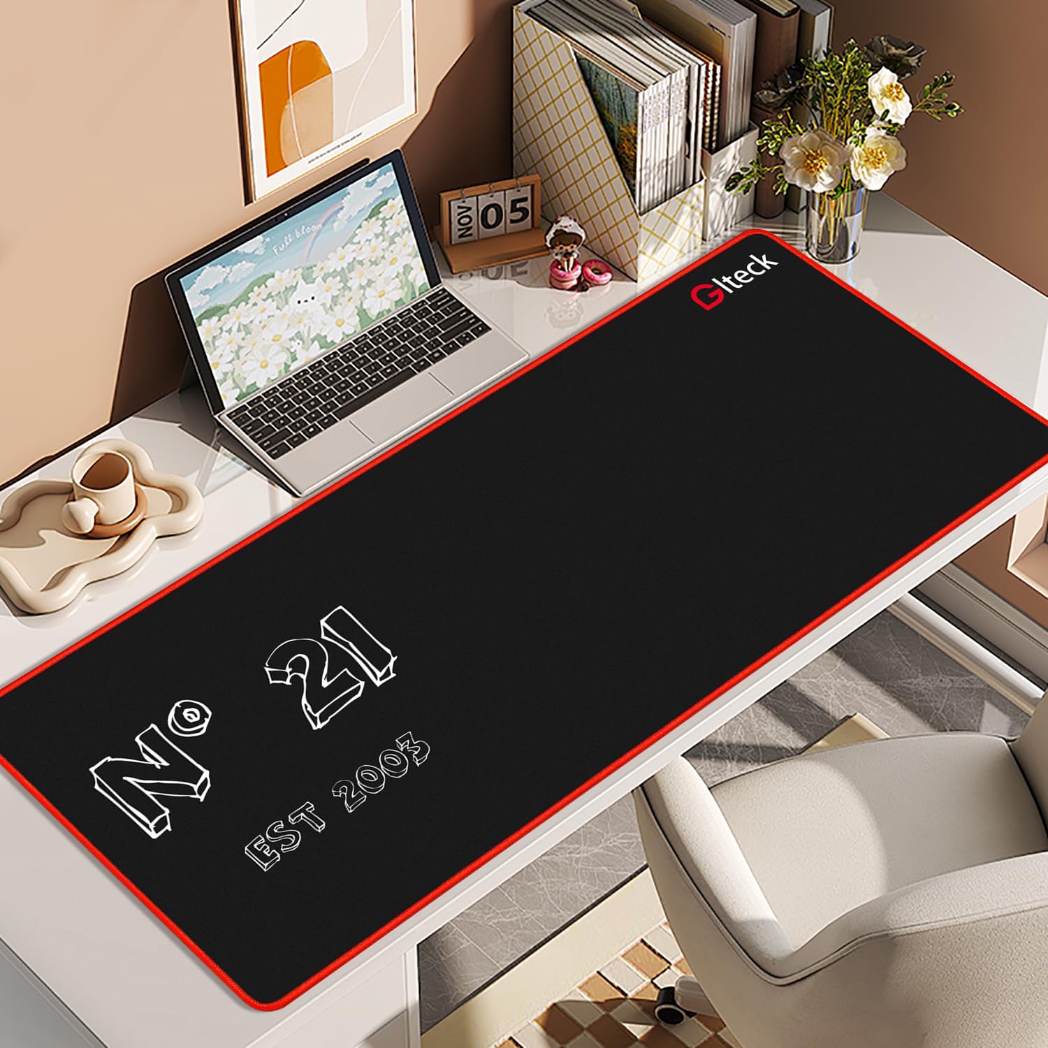 GGLTECK Mouse Pad with 21st Birthday Creative Printing, 36"x16.5" Extended Non-Slip Rubber Mouse