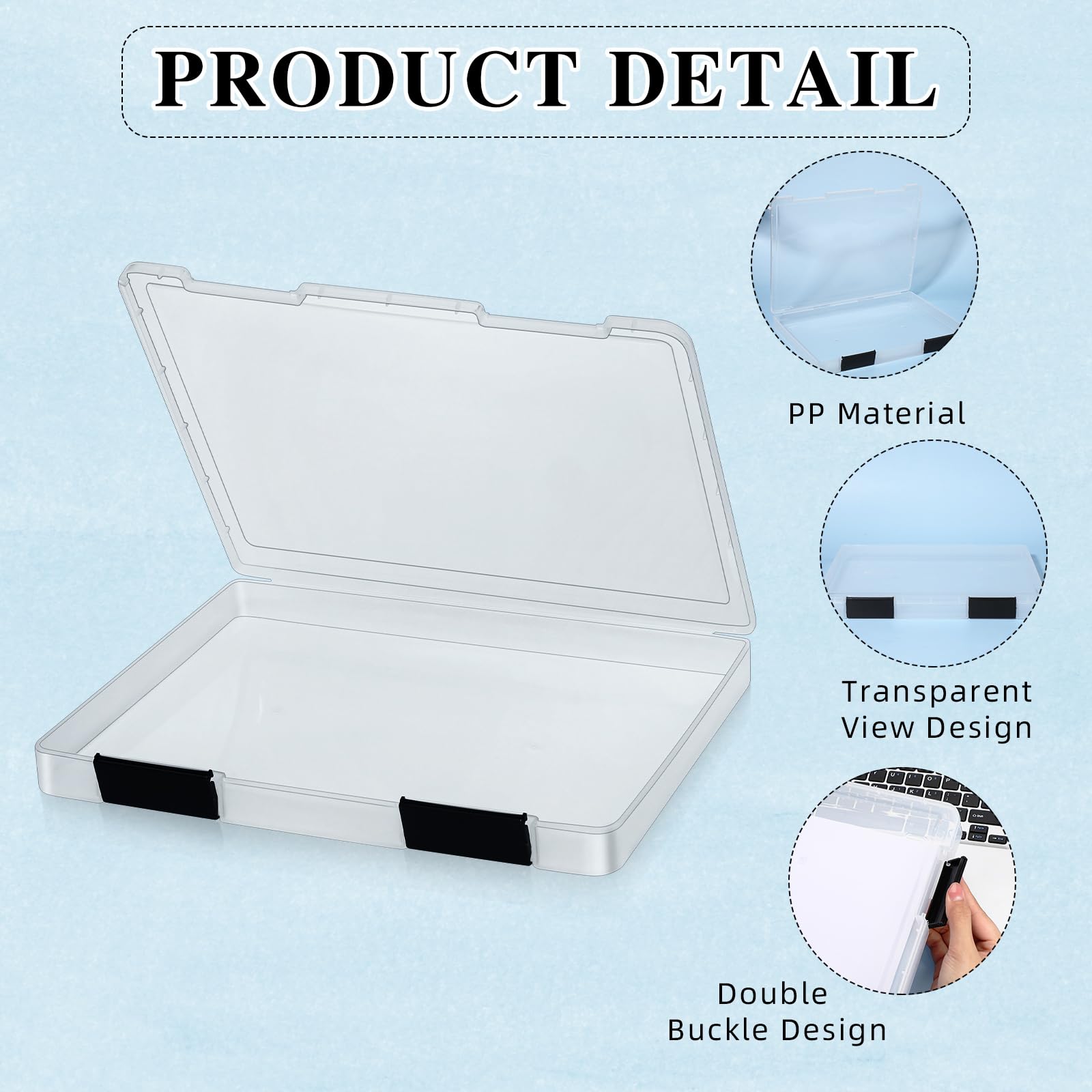 PerKoop 6 Pcs Clear Paper Storage Box,12.4 x 9.84 x 1.18 Inches,Black