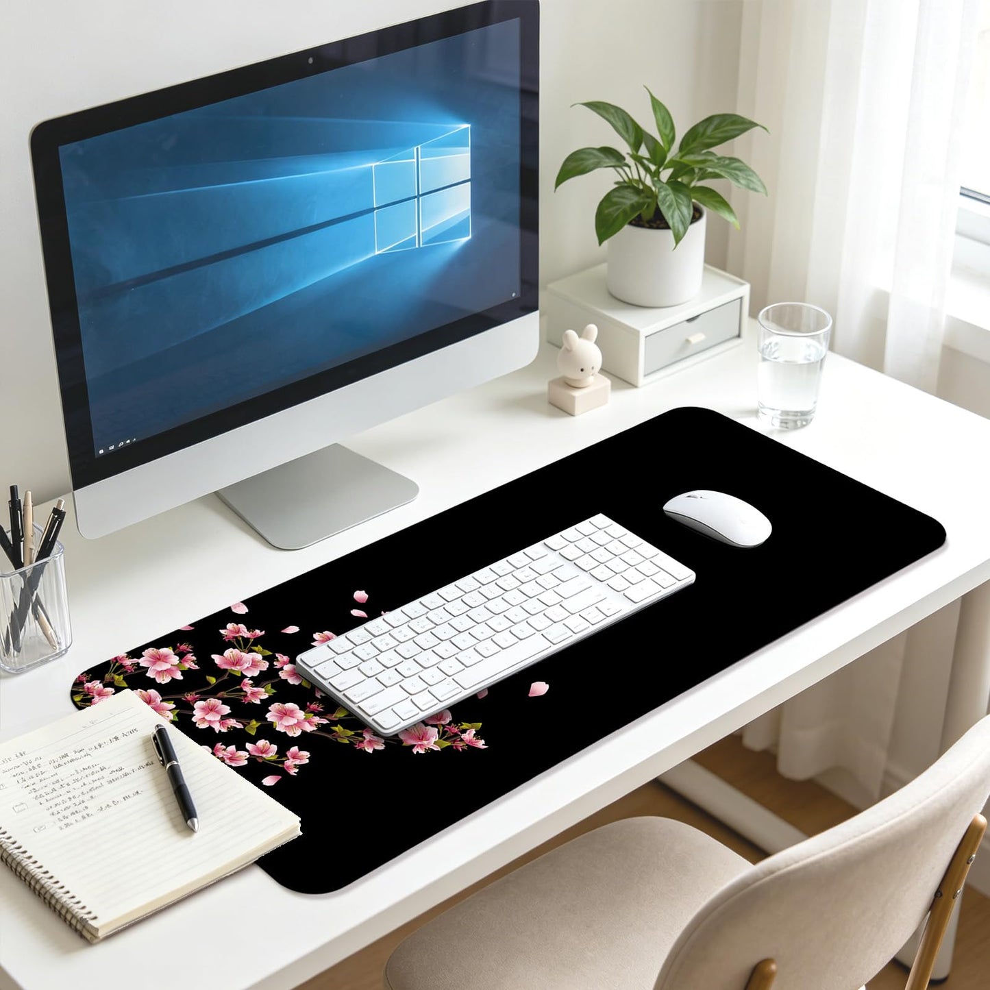 JIANG100 Japanese Cherry Blossom Gaming Desk Mat, Extended Sakura Mouse Pad