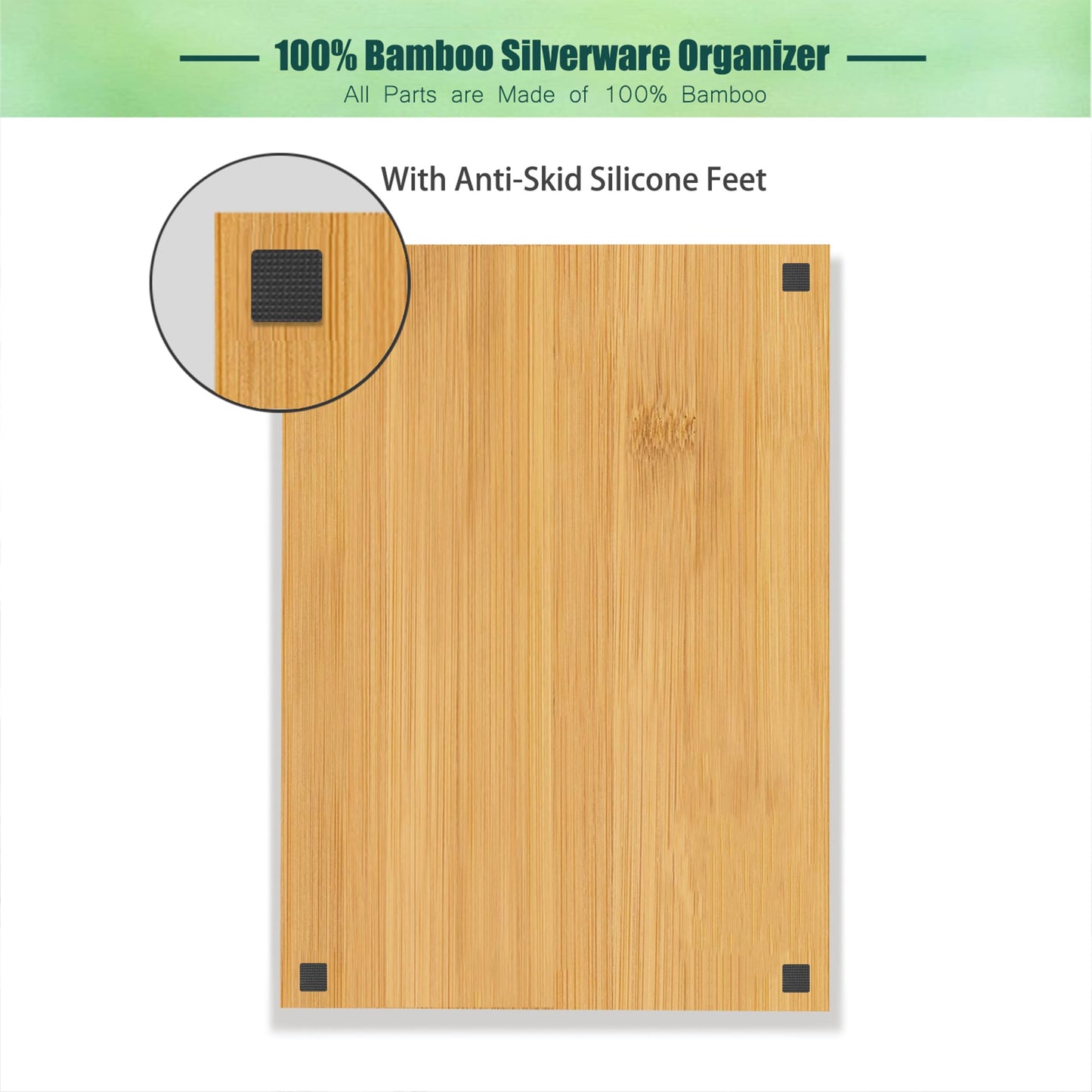 guiogc Bamboo Kitchen Drawer Organizer, 11.6" W x 17" H Silverware Utensil Tray Holder, Wood