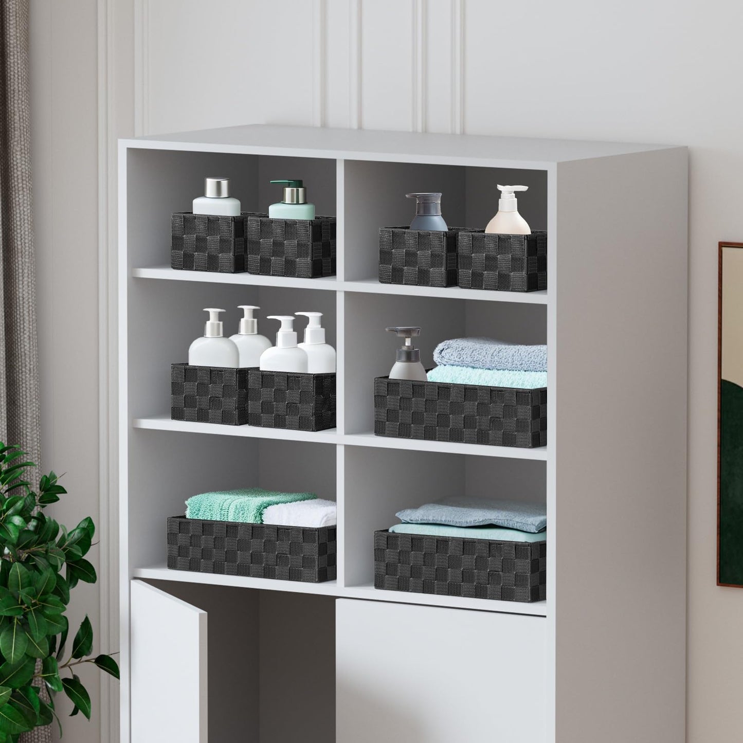 Posprica Woven Baskets, Storage Baskets for Organizing (Set of 8), Cube Baskets Bin Container