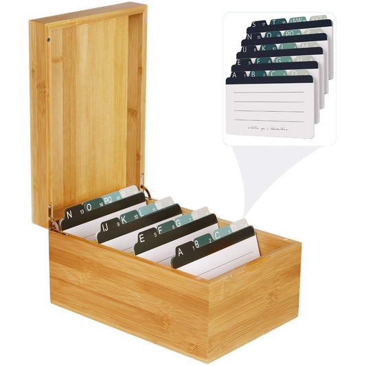 MaxGear Bamboo Business Card Organizer for 4" x 6" Cards