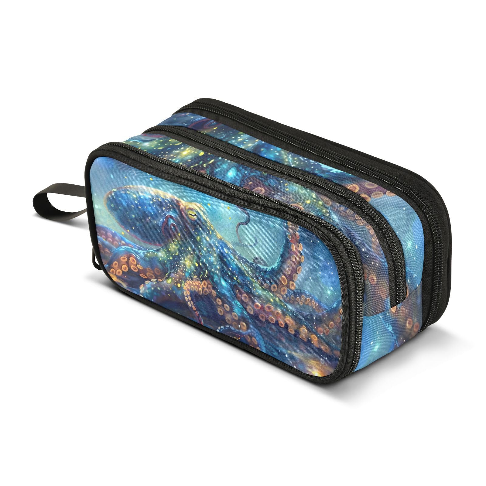 BOENLE Octopus Galaxy Pencil Case Box Boys Girls Large Pencil Pouch with Zipper Compartments Big