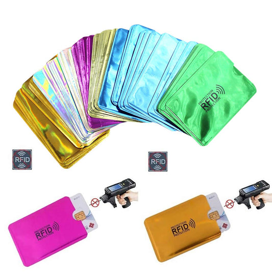 JUMISEE (60 Pack) Holographic RFID Blocking Sleeves, Card Holder Blocking Bank Anti thief Wallet