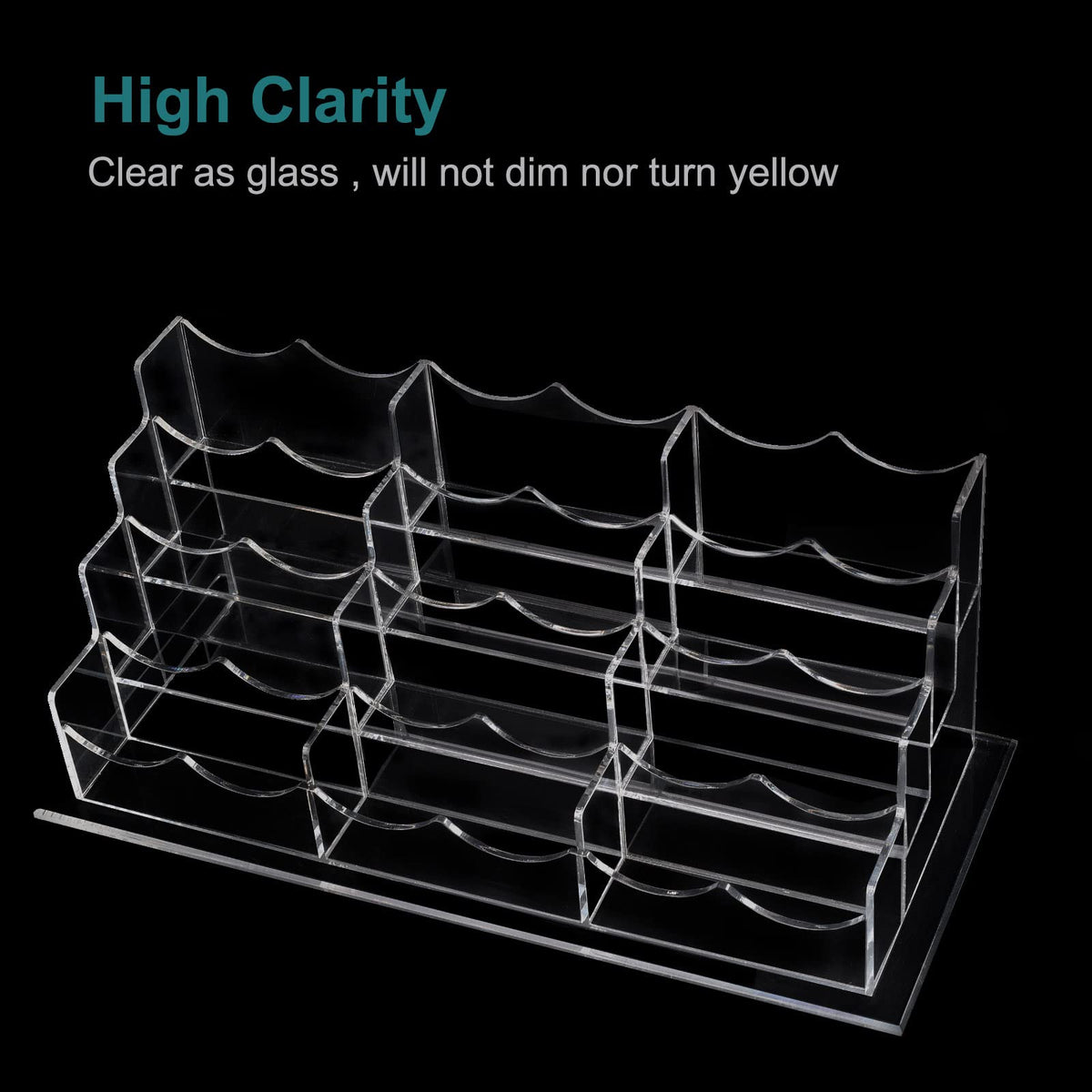 Vevitts Business Acrylic Card Holder Display for Desk, 12 Slots 4 Tiers Multiple-Clear Acrylic