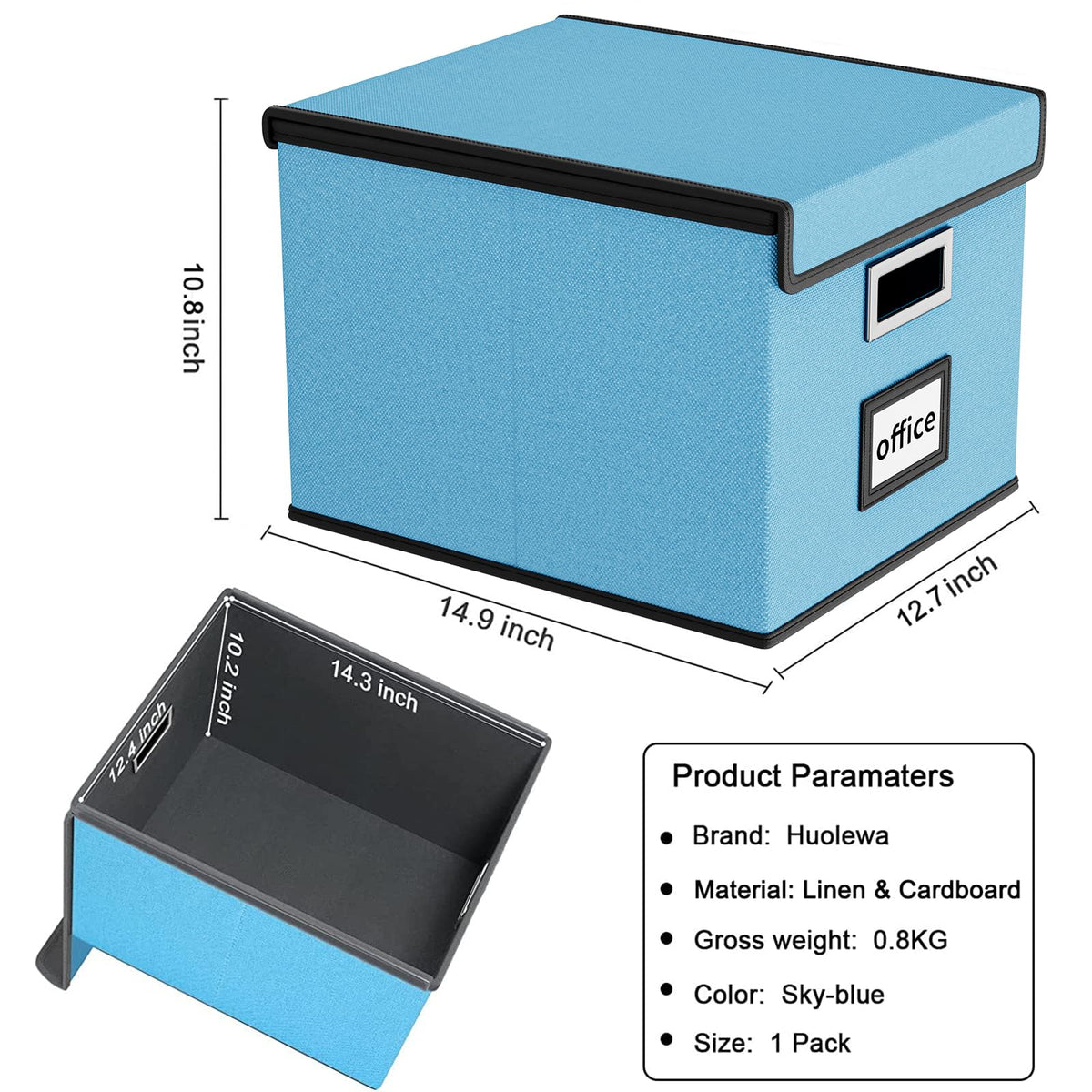 Huolewa File Organizer Box with Lids, Collapsible File Folder Organizer