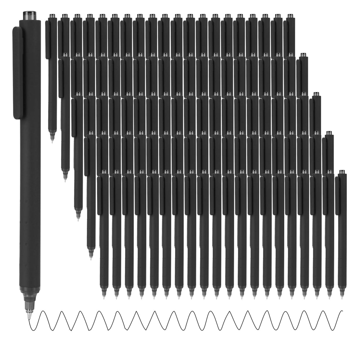 WY WENYUAN 100 Pcs Black Pens Bulk, 1.0mm Bold Point Quick Drying Ballpoint Pens, Retractable Bulk