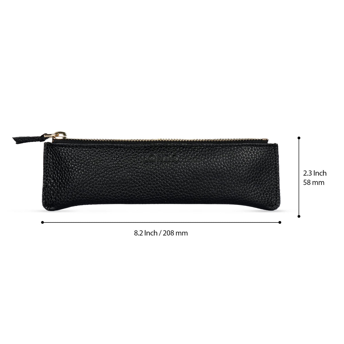 Londo Zippered Genuine Cowhide Leather Pen & Pencil Case — Slim Fountain Pen Holder, Pencil Pouch