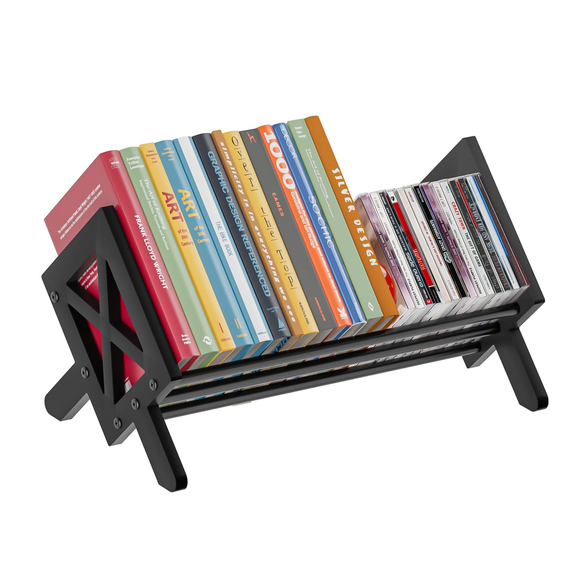 ART-GIFTREE Desktop Bookshelf Organizer, Tilting Bookcase, Pure Black