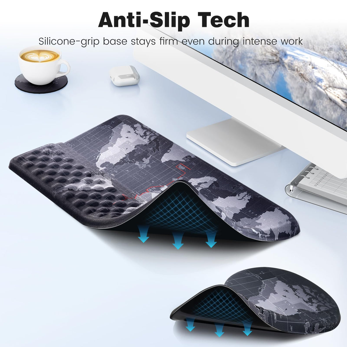 Ospelelf Ergonomic Mouse Pad and Keyboard Stand Wrist Rest Set, Memory Foam Comfort, Pain Relief