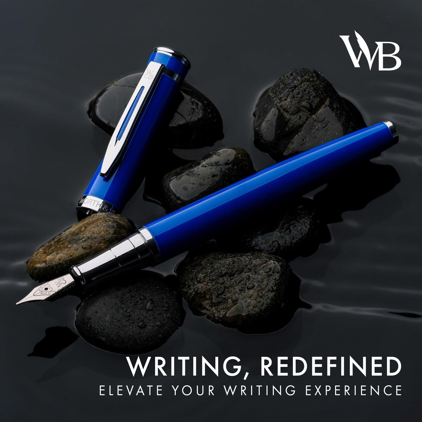 Wordsworth & Black Luxury Fountain Pen Set for Writing, Medium Nib, Blue