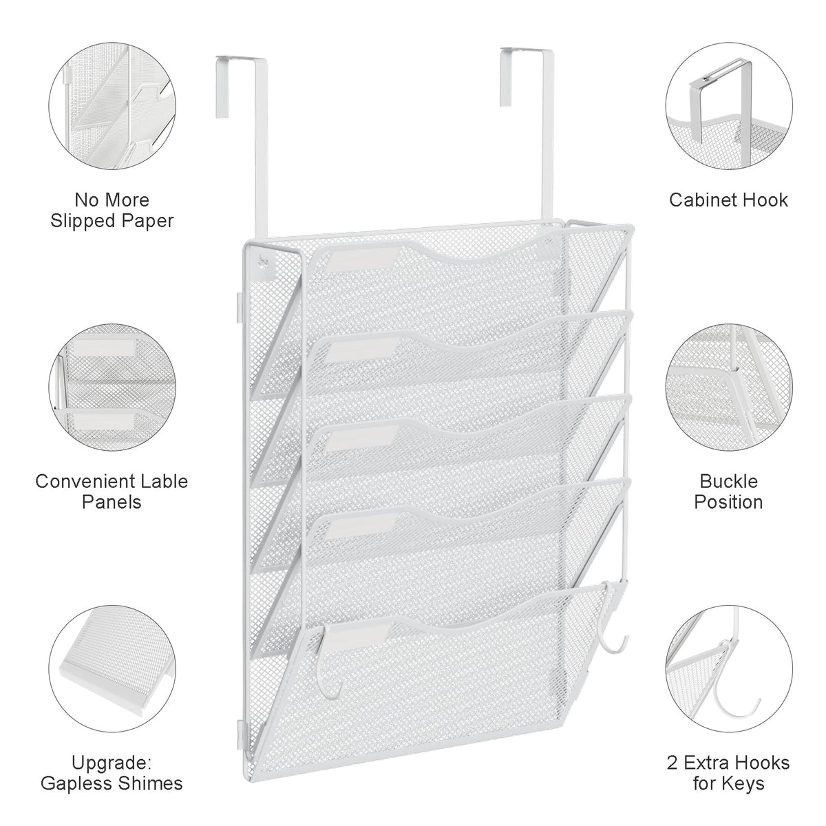 BOHDK Wall File Organizer, Hanging File Folder Organizer, Vertical Mesh Metal Door/Wall Mount
