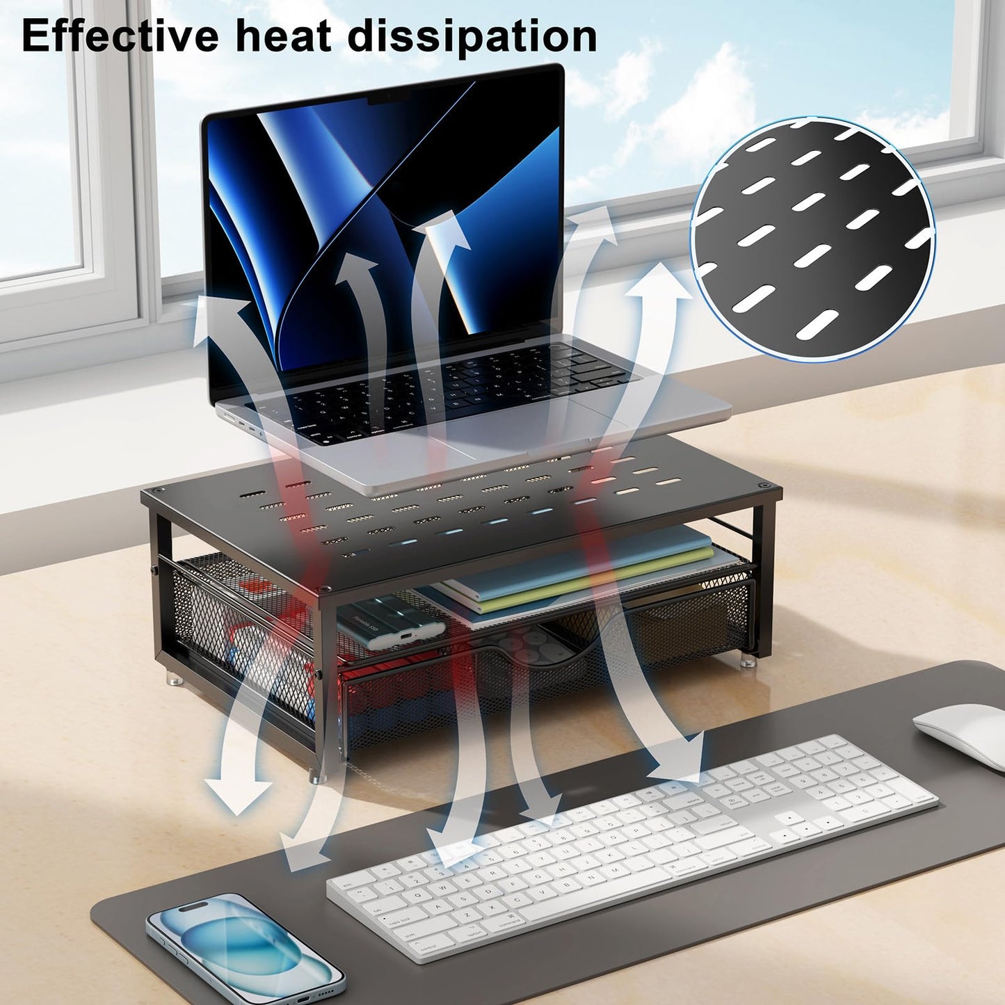 gianotter Computer Monitor Stand Riser with Drawer