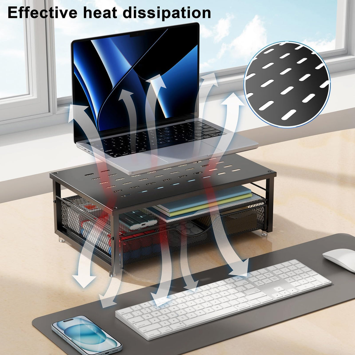 gianotter Computer Monitor Stand Riser with Drawer