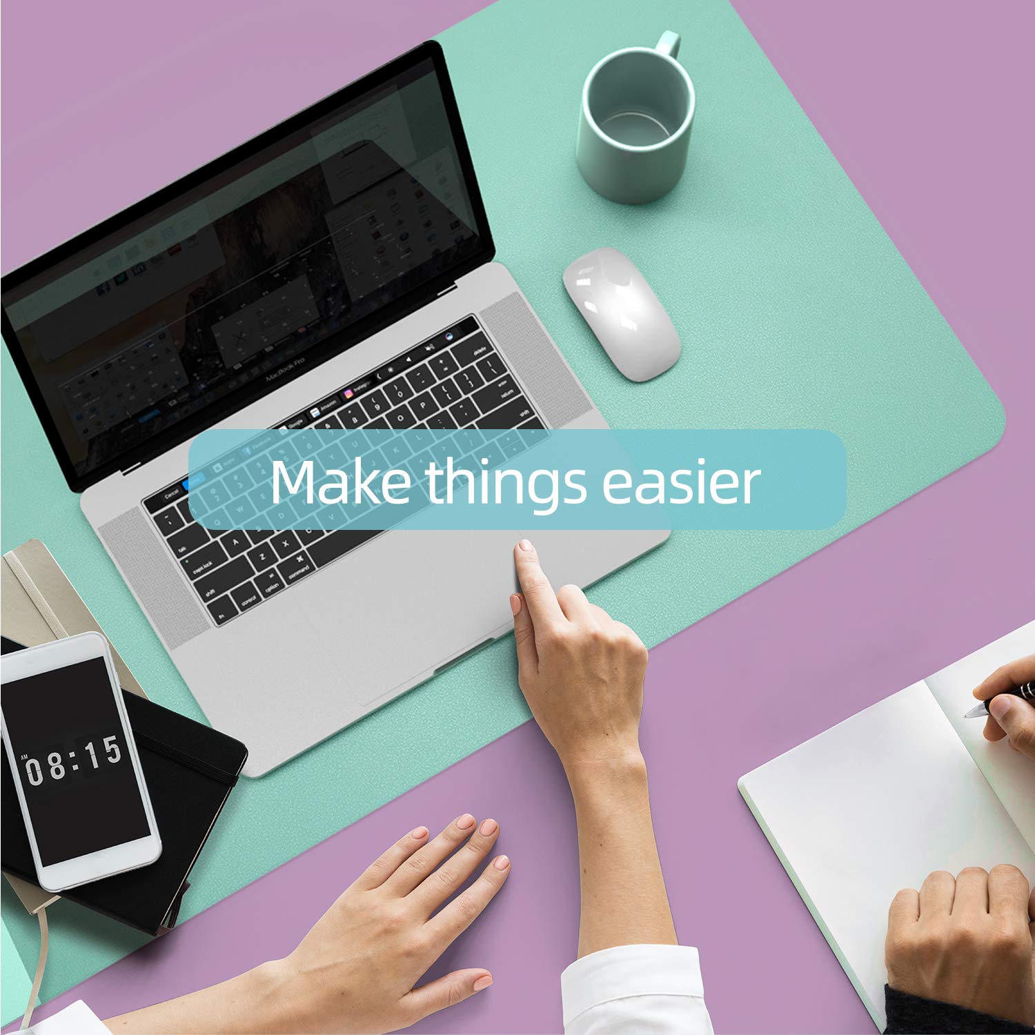 YSAGI Dual-Sided Desk Pad Protector, Desk Mat with Non-Slip - Waterproof PU Leather Office Desk