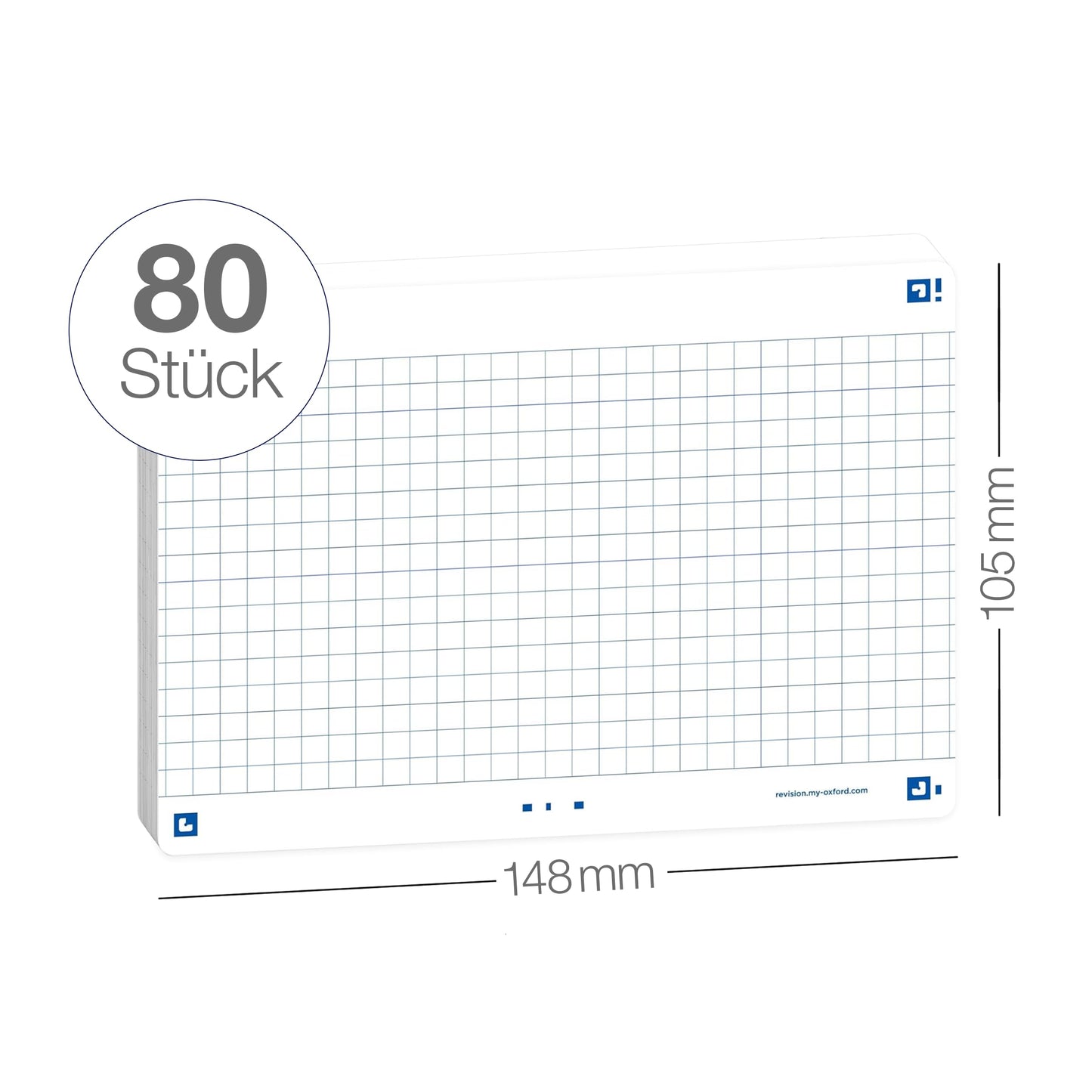 Oxford Flash 2.0 Pack of 80 Flash Cards A6 Format (10.5 x 14.8 cm) Small Squares Double-Sided