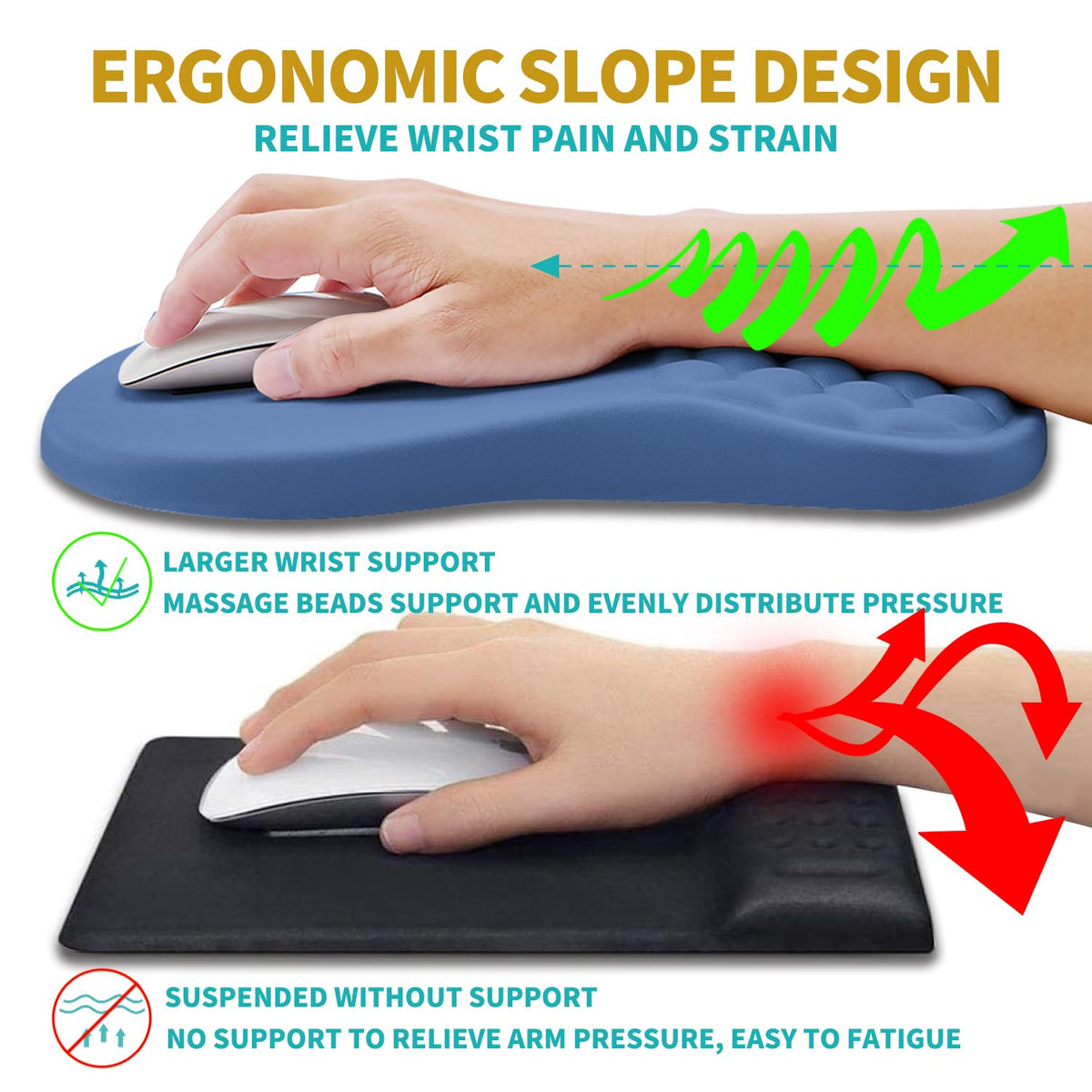 Hokafenle 2 in 1 Ergonomic Mouse Pad Wrist Support & Wrist Rest for Computer Keyboard Set, with