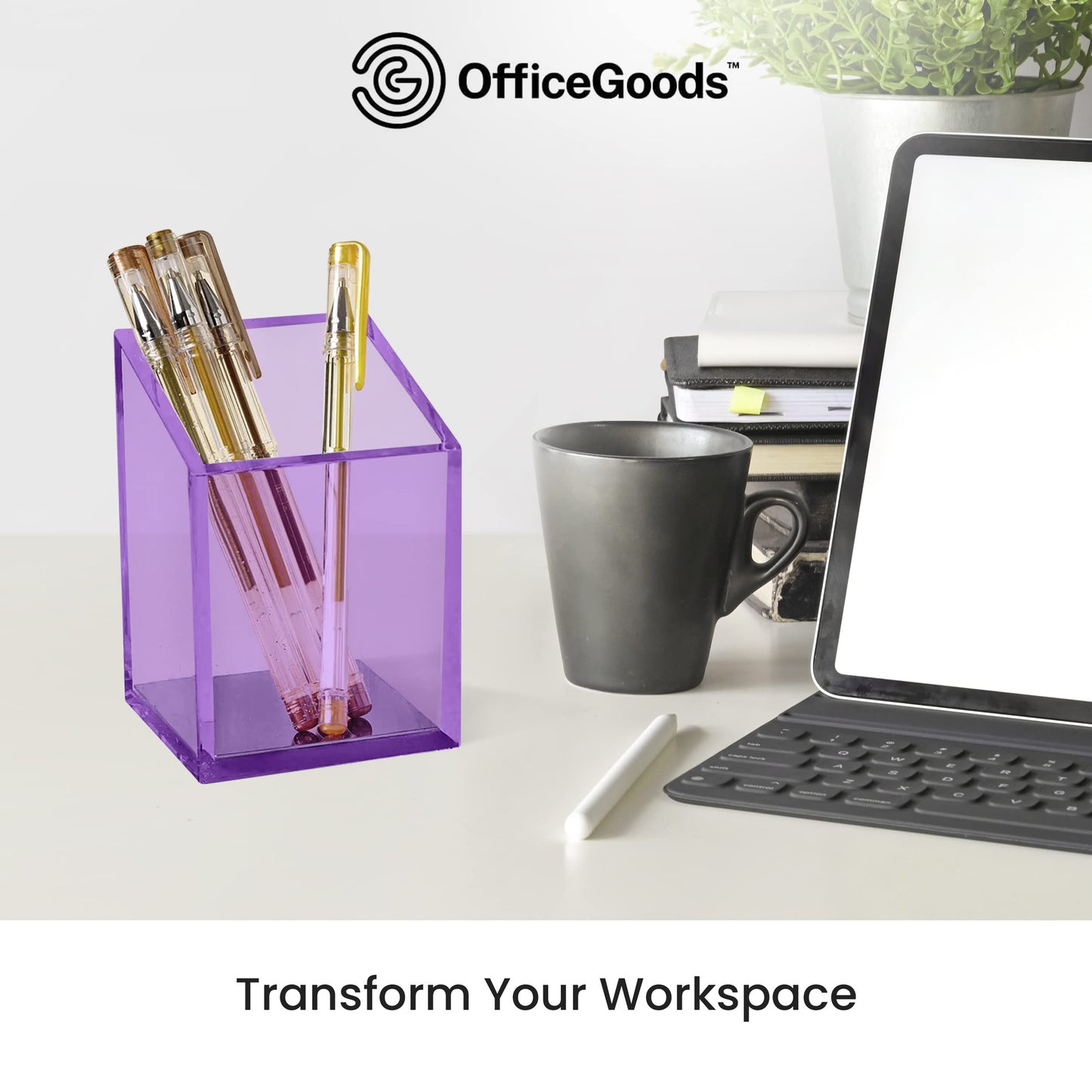 OfficeGoods Acrylic Pen and Pencil Holder, Purple